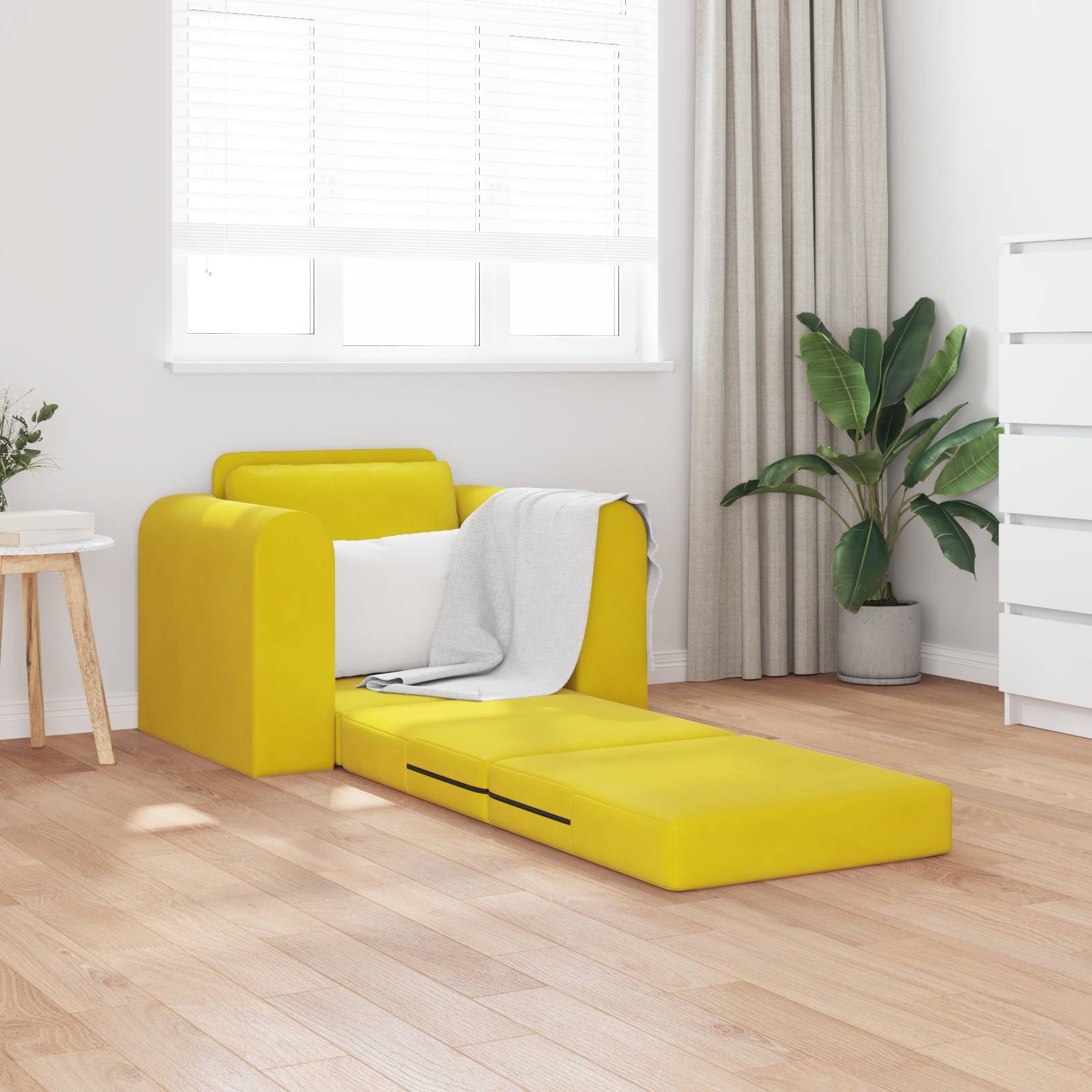 vidaXL Fußboden Sofabett 2-in-1 Gelb 98x71x83 cm Velours