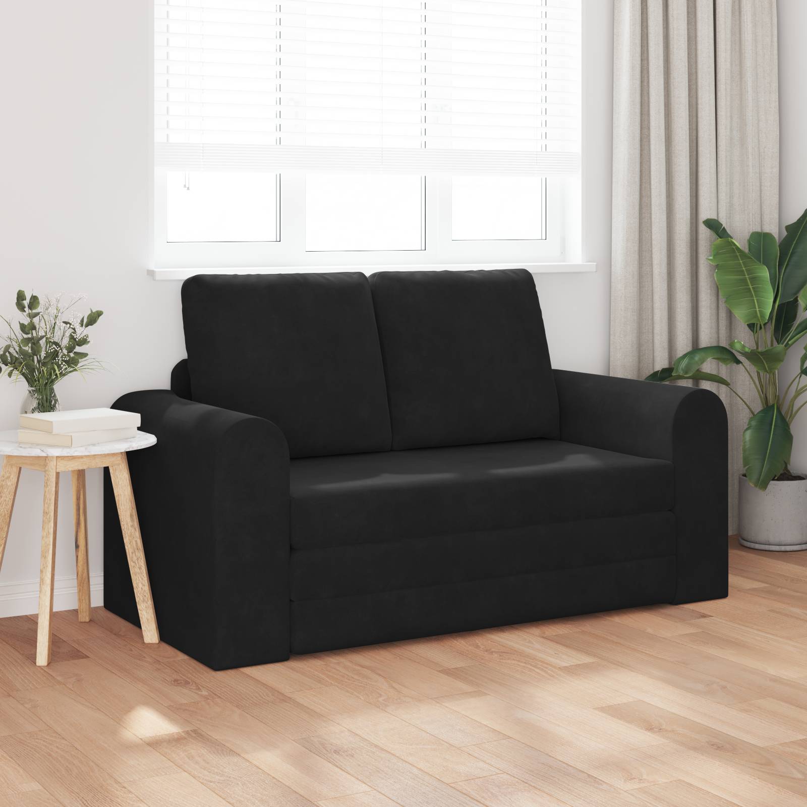vidaXL Boden Schlafsofa 2-in-1 Schwarz 148x71x83 cm Samt