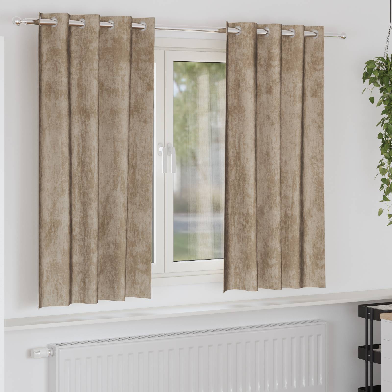 vidaXL Samtvorhänge Champagner Polyester 140 x 175 cm