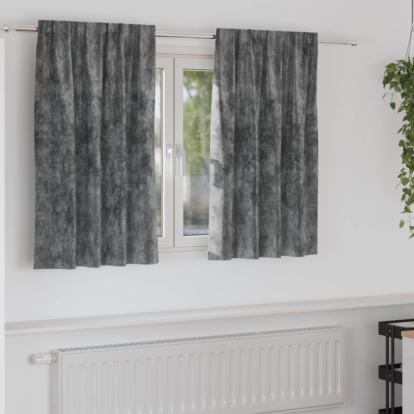 vidaXL Samtvorhänge 2 Stück mit Ösen Grau 140x140 cm