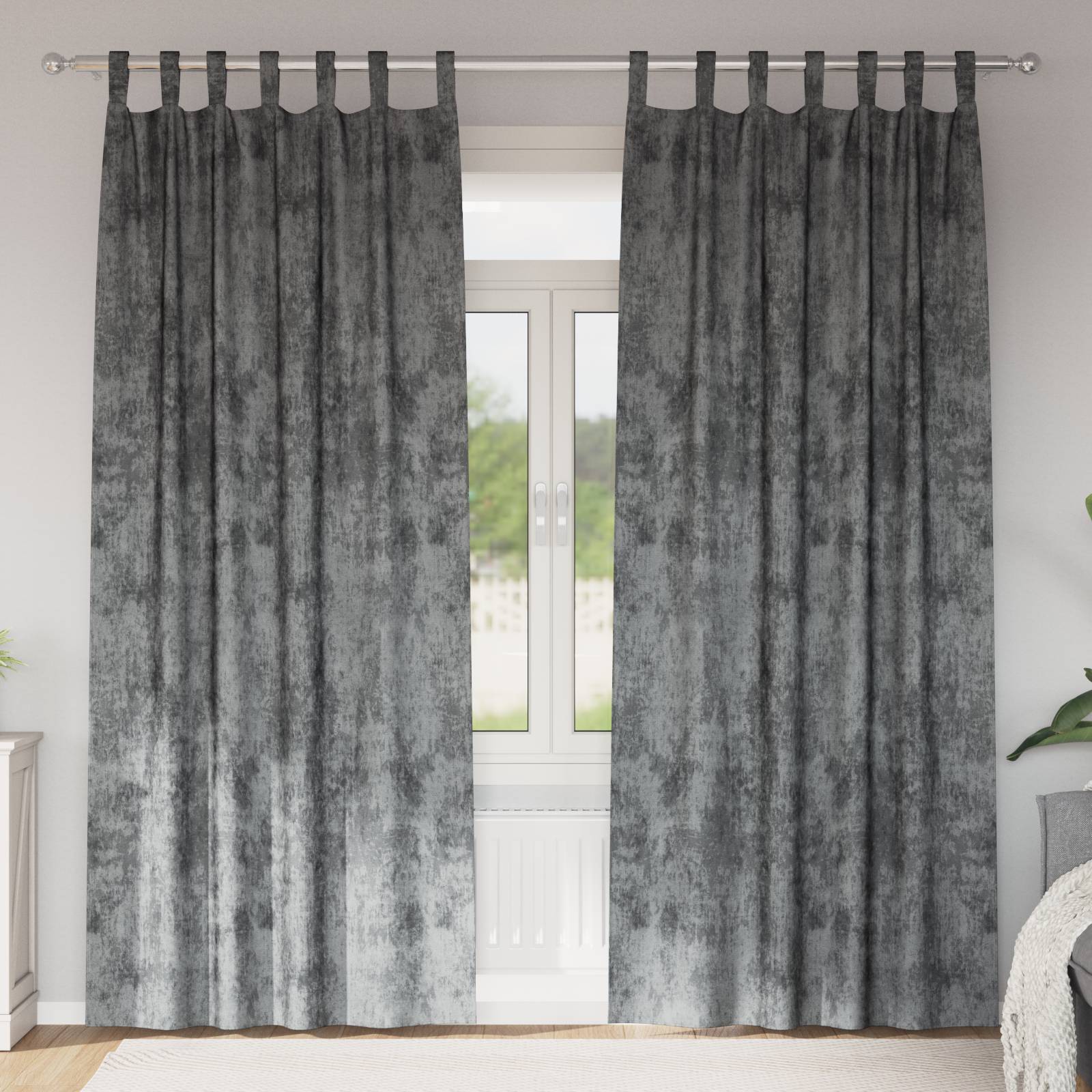 vidaXL Veloursvorhänge 2 Stk. mit Ösen Grau 225x140 cm