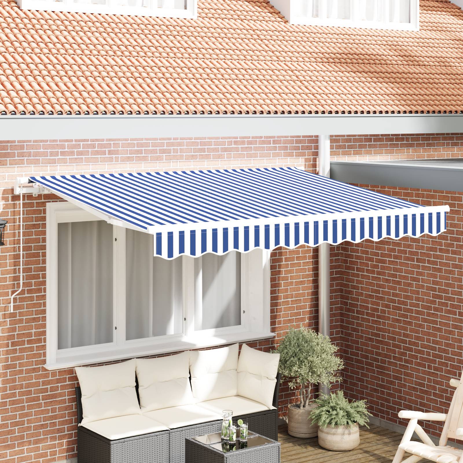 vidaXL Markisen-Ersatzstoff für 2,5 x 2 m Rahmen - Blau und Weiß