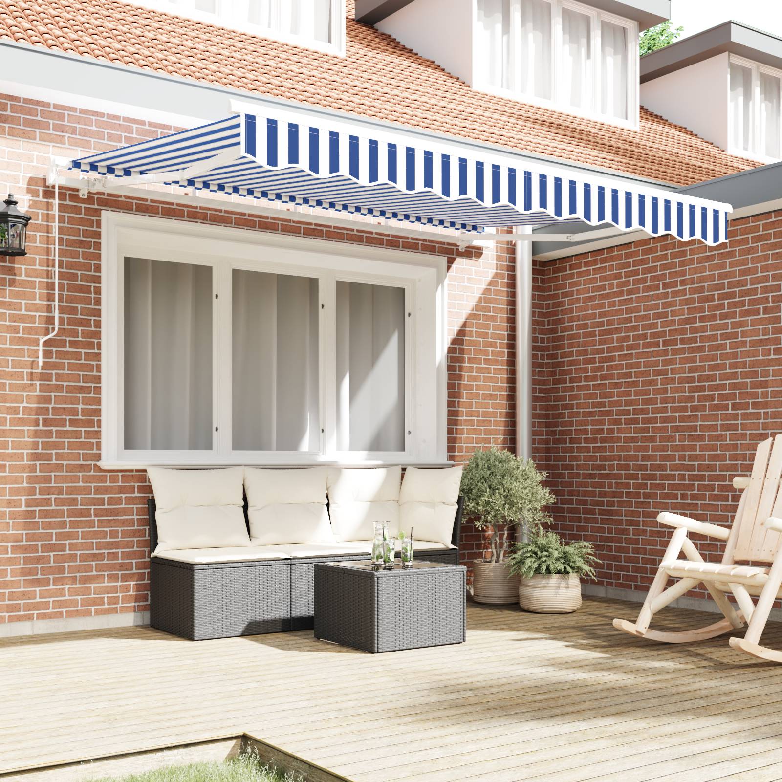 vidaXL Ersatzstoff für Markisen für einen Rahmen von 3,5 m x 2 m in Blau und Weiß