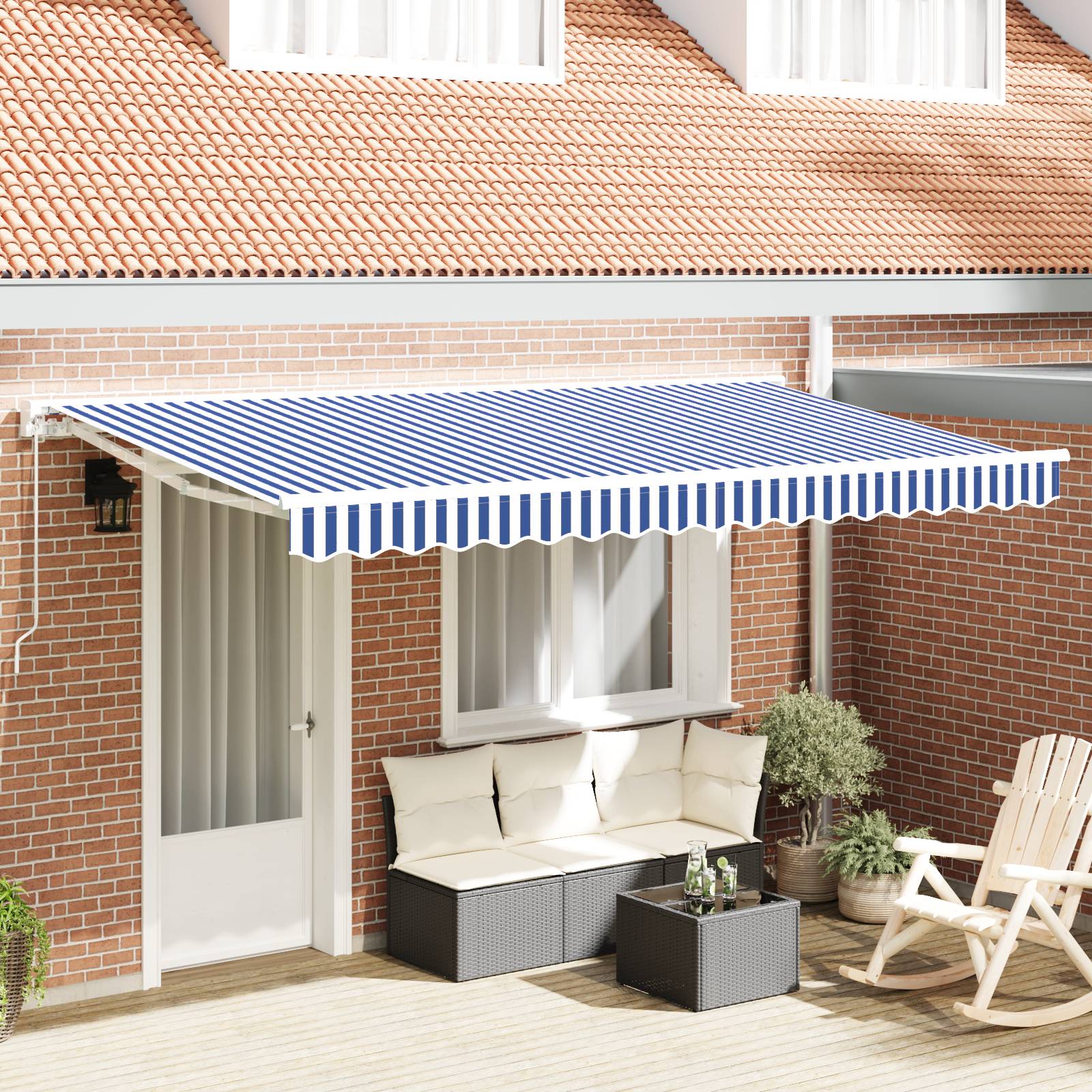 vidaXL Markisenersatzstoff für 4x2 m Rahmen Blau und Weiß