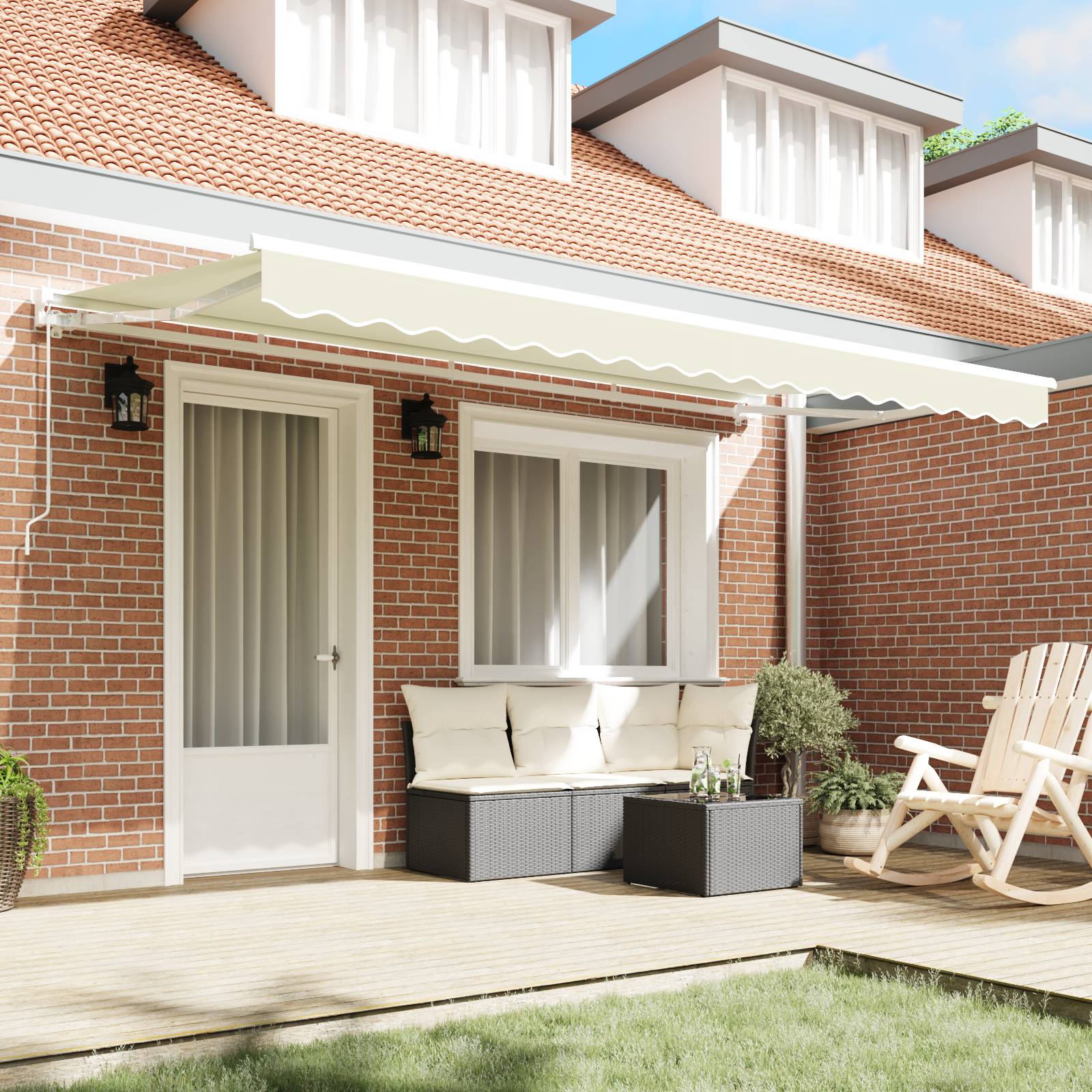 vidaXL Ersatzstoff für Markisen für 4x2 m Rahmen Creme