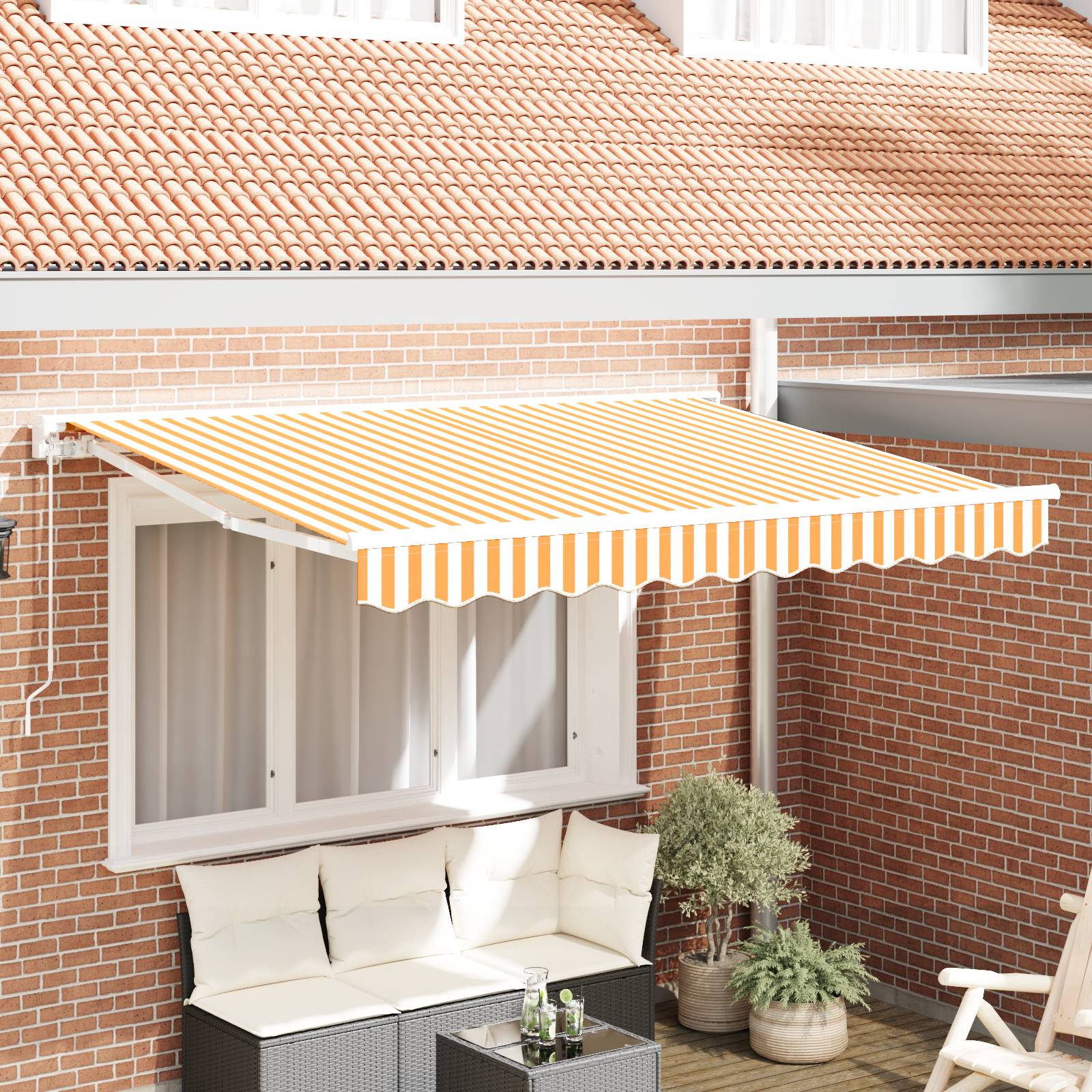 vidaXL Markisen-Ersatzstoff für 3.5x2 m Rahmen Gelb und Weiß