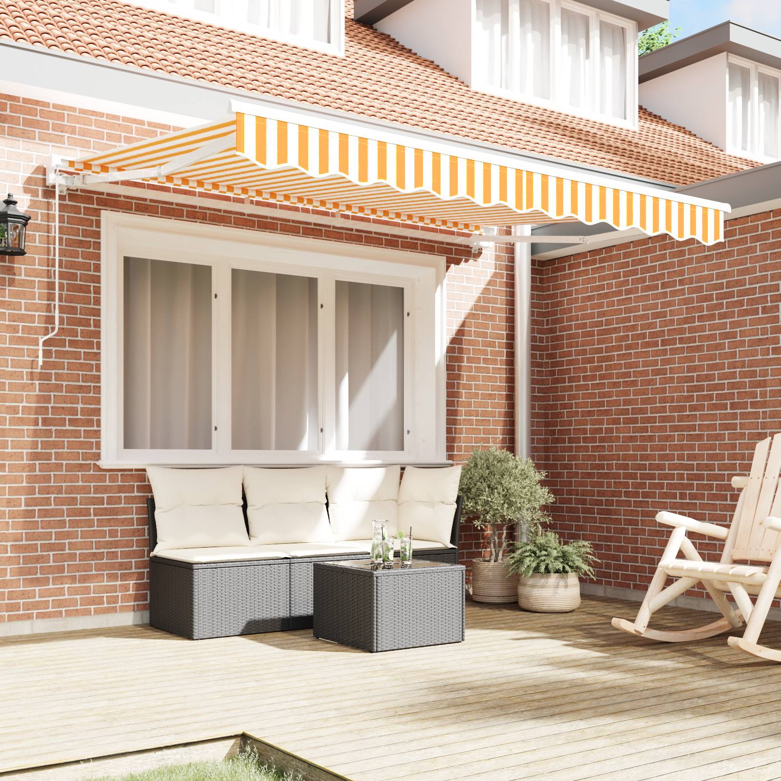 vidaXL Markisen-Ersatzstoff für 3.5x2 m Rahmen Gelb und Weiß