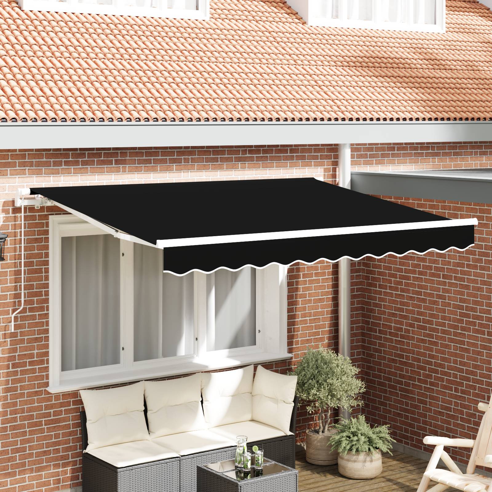 vidaXL Markisenstoff für 3,5x2,5 m Rahmen Schwarz