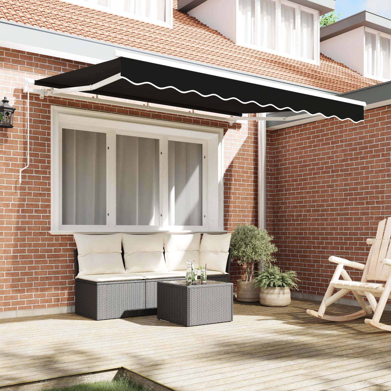 vidaXL Markisenstoff für 3,5x2,5 m Rahmen Schwarz
