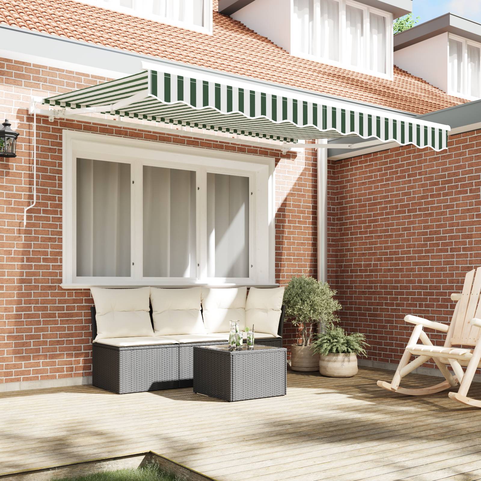 vidaXL Markisenstoff für 3,5x2 m Rahmen in Grün und Weiß