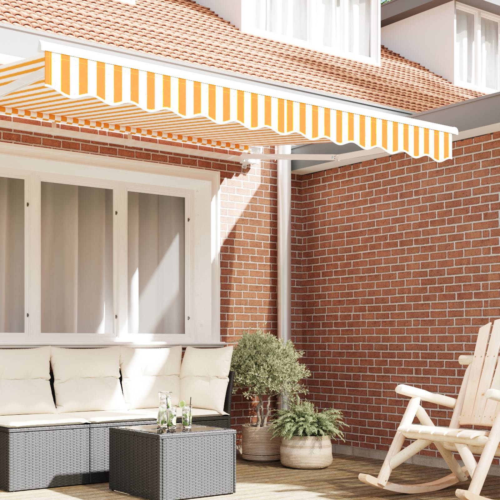 vidaXL Markisenvolant für 2,5 m Rahmen Gelb und Weiß 2,3x0,2 m