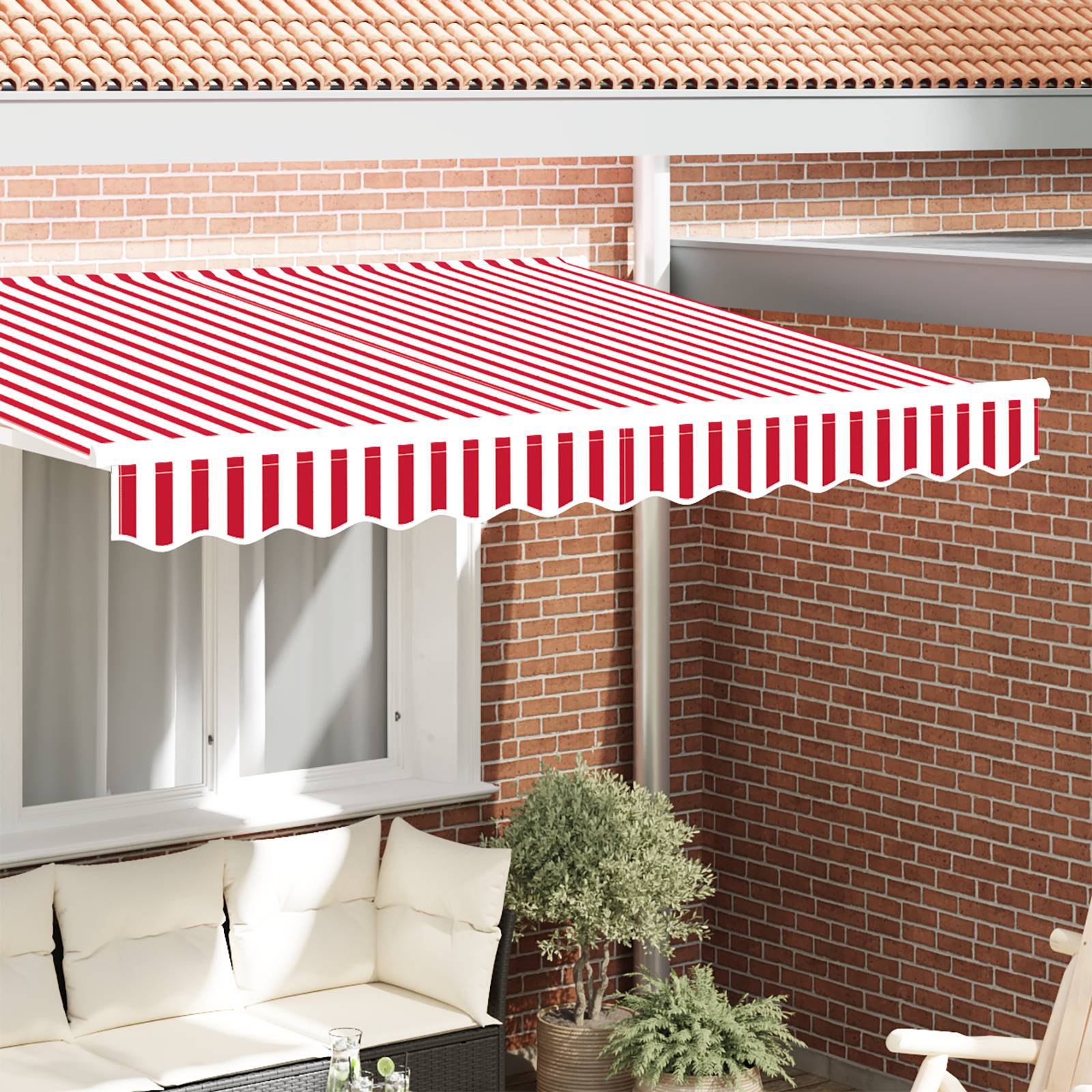 vidaXL Markisenvolant für 2,5 m Rahmen Rot und Weiß 2,3x0,2 m