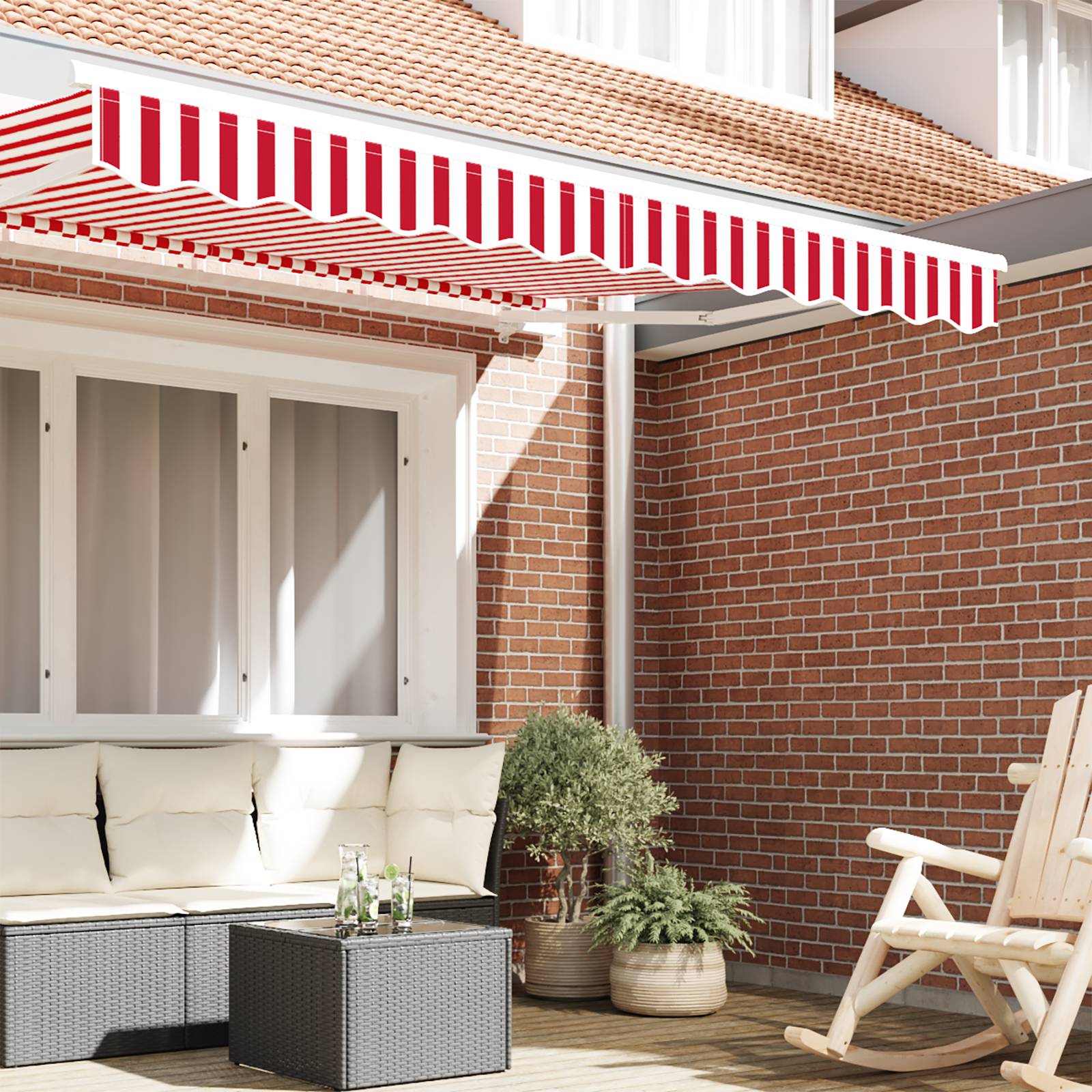 vidaXL Markisenvolant für 2,5 m Rahmen Rot und Weiß 2,3x0,2 m