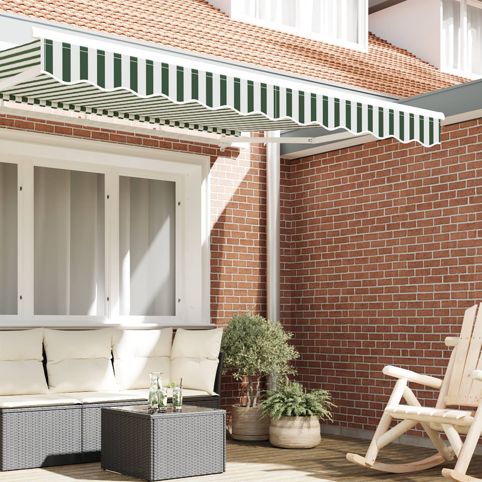 vidaXL Markisenvolant für 3,5 m Rahmen Grün und Weiß 3,3x0,2 m