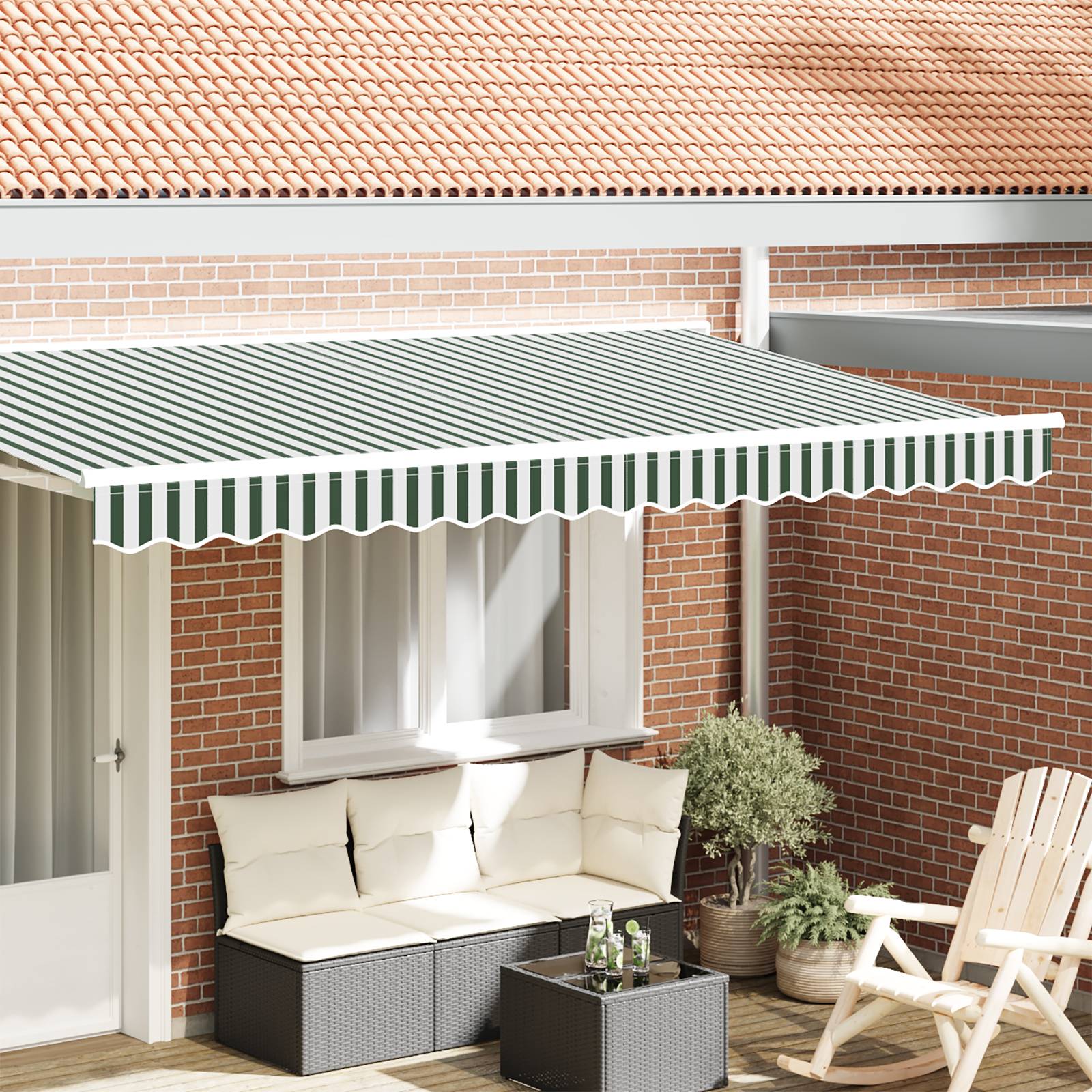 vidaXL Markisenvolant für 4 m Rahmen Grün und Weiß 3,8x0,2 m