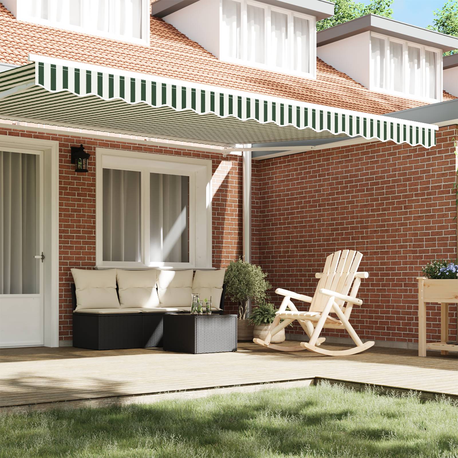 vidaXL Markisenvolant für 4,5 m Rahmen Grün und Weiß 4,3x0,2 m