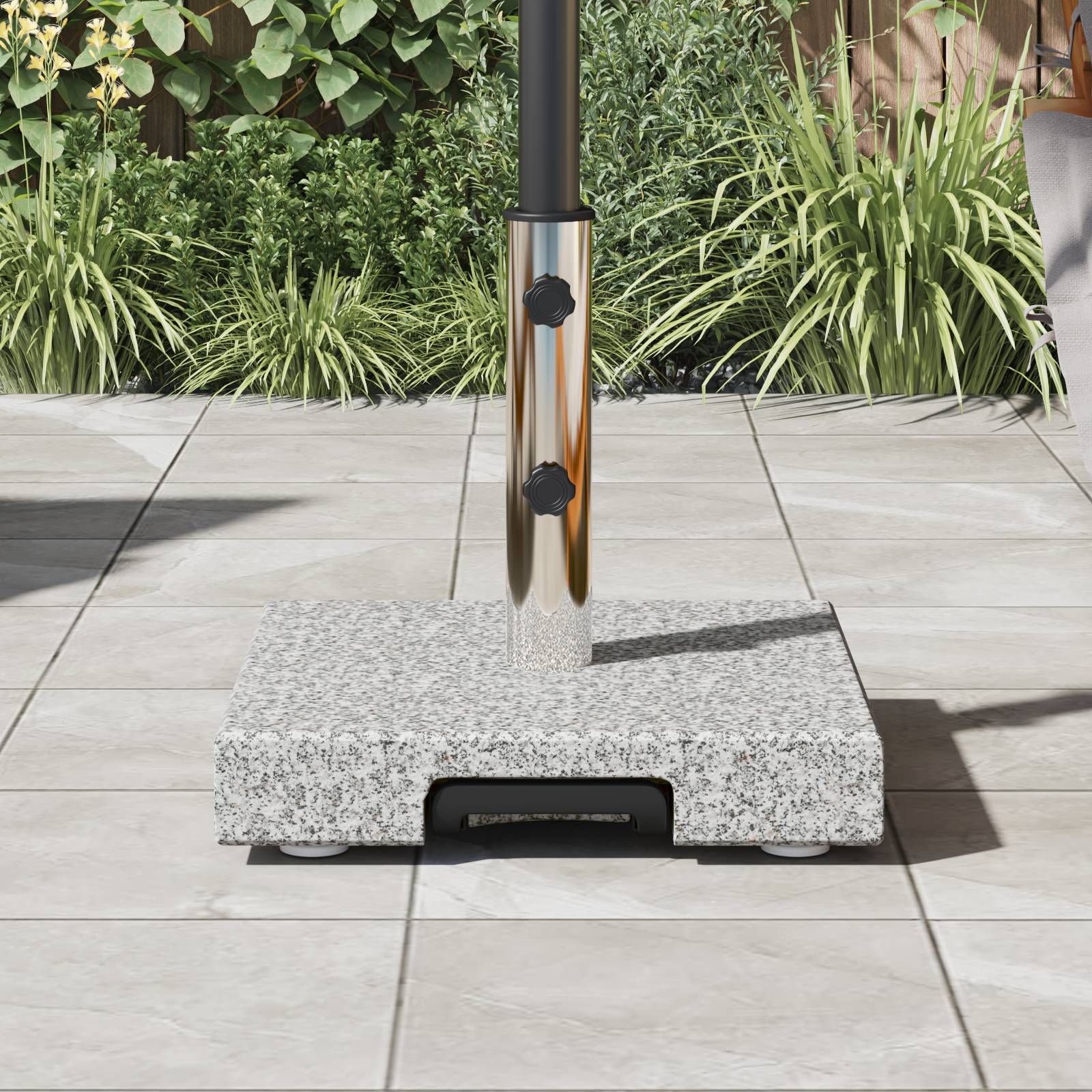 vidaXL Markisenständer mit Rollen Grau Granit 29 kg Quadratisch