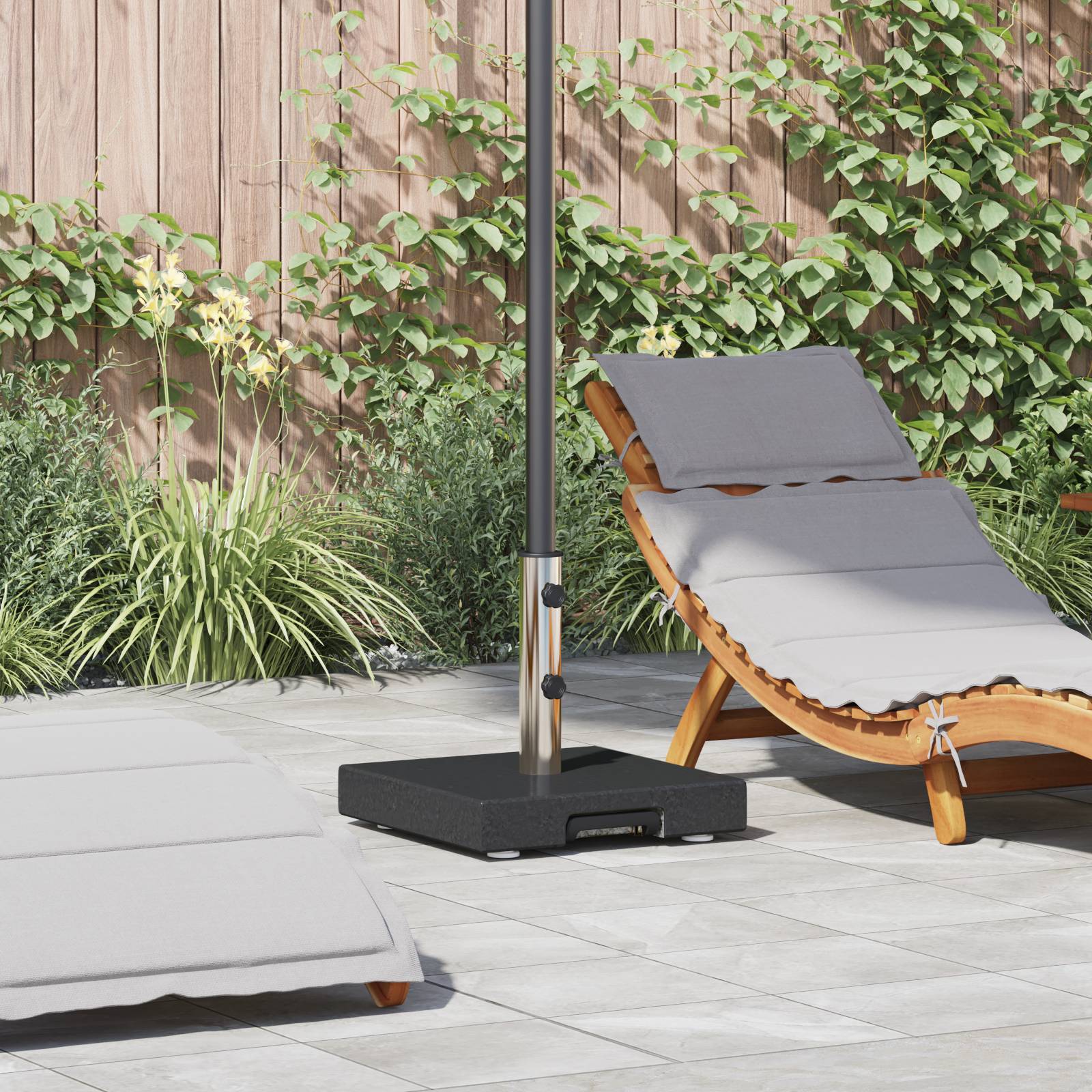 vidaXL Gepackte Sonnenschirm Basis mit Griff Schwarzes Granit 29 kg Quadrat