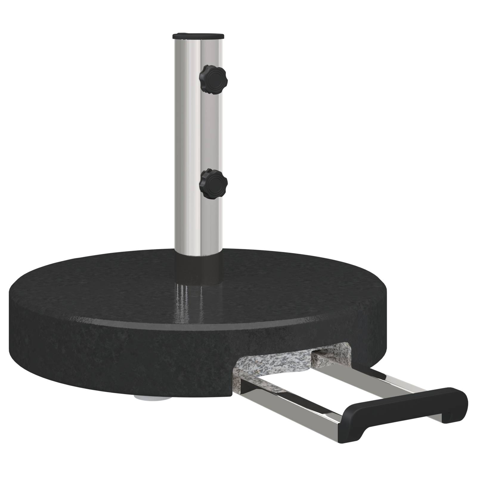 vidaXL Rollender Sonnenschirmständer mit Griff Schwarzer Granit 29 kg Rund