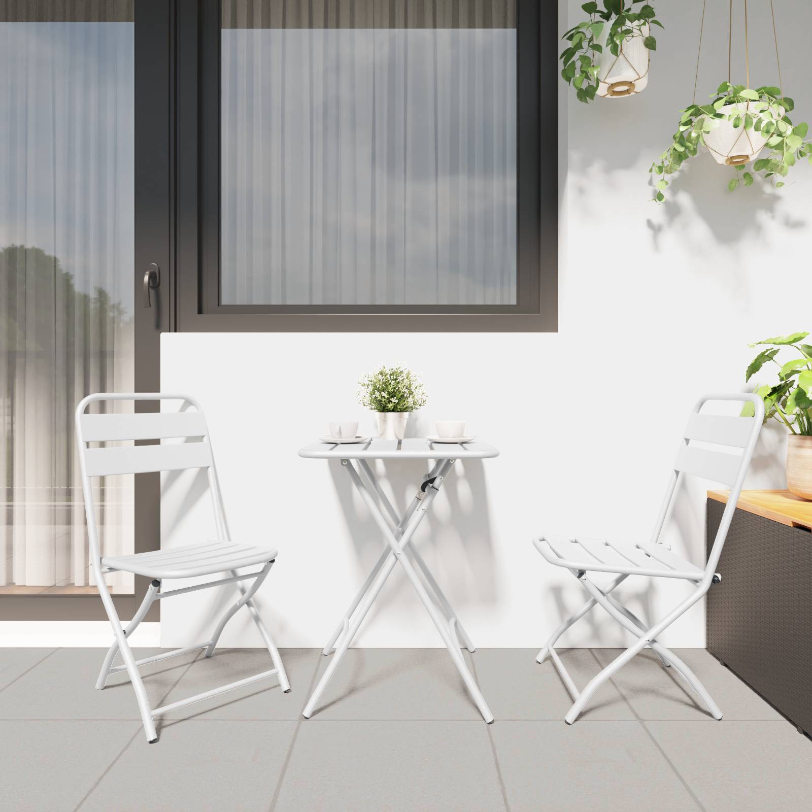 vidaXL 3-tlg. Bistro-Set Klappbar Weiß Stahl