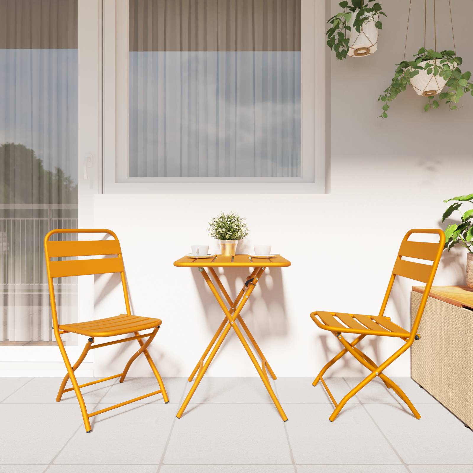vidaXL Garten-Klappstühle 2 Stk. Senfgelb 42x52x82 cm Stahl