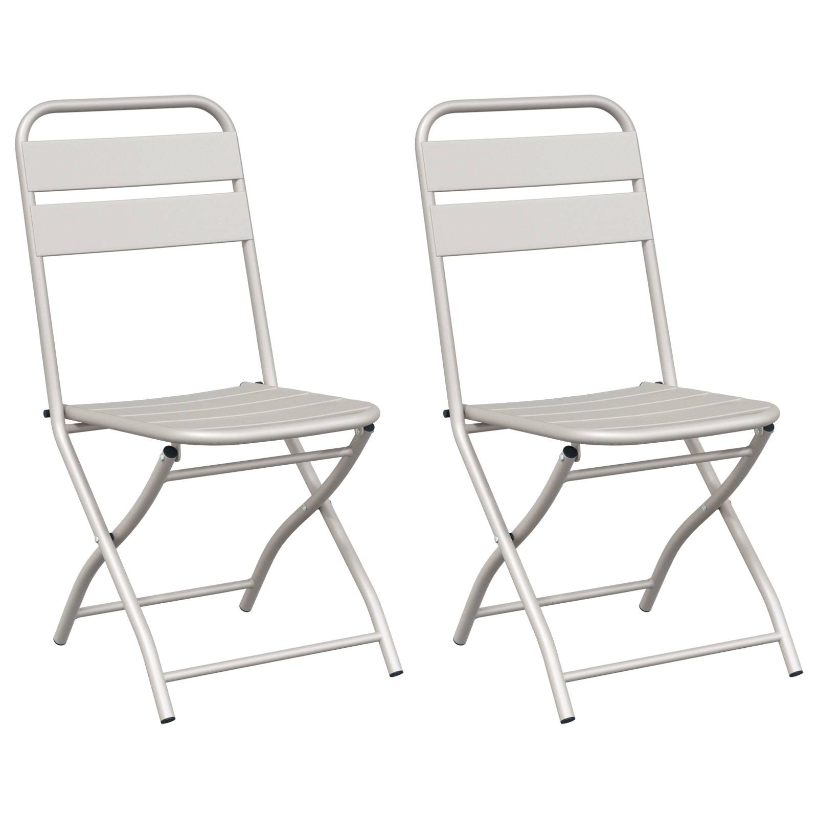 vidaXL Garten-Klappstühle 2 Stk. Beige 42x52x82 cm Stahl