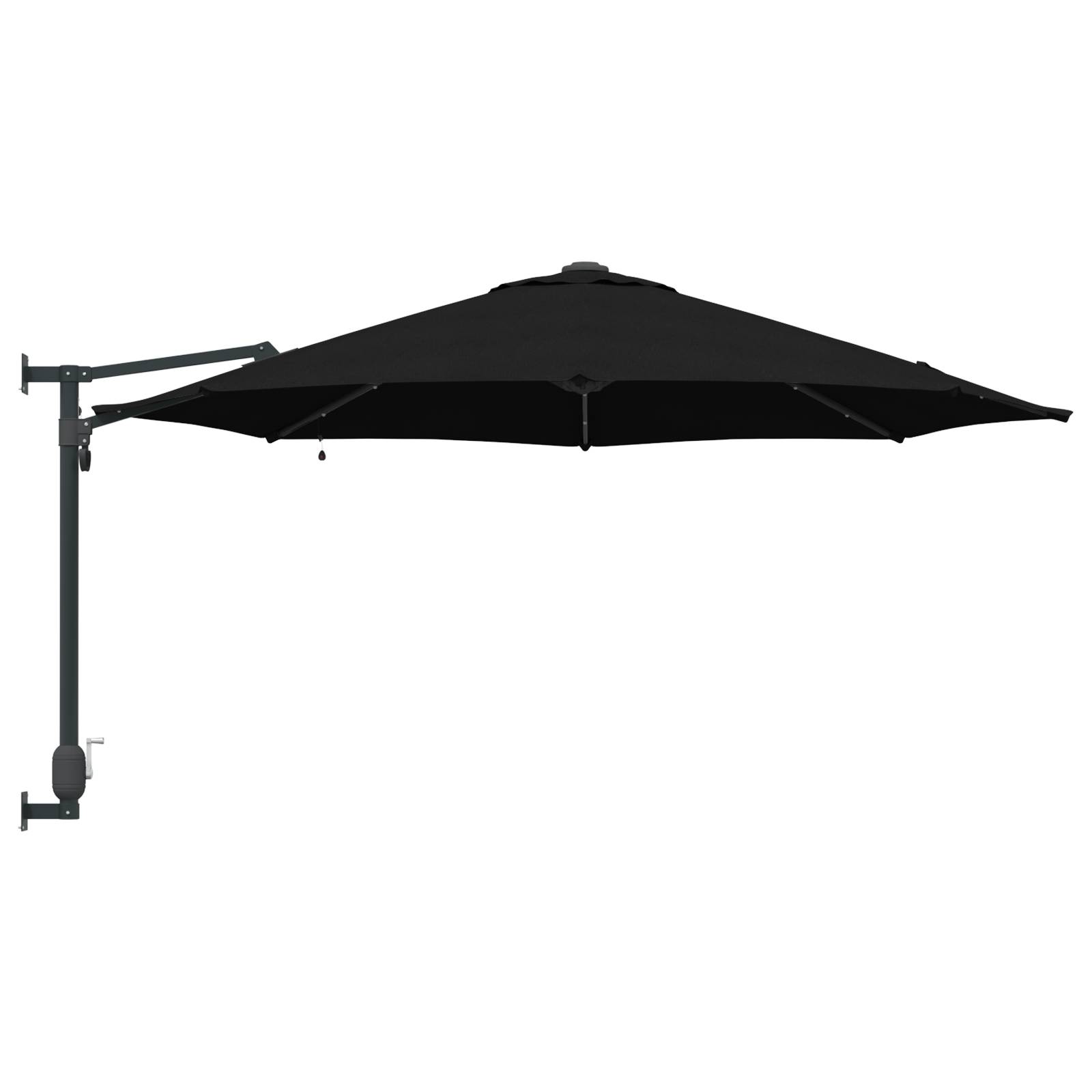 vidaXL Wand-Sonnenschirm mit LED-Leuchten Schwarz 248 cm