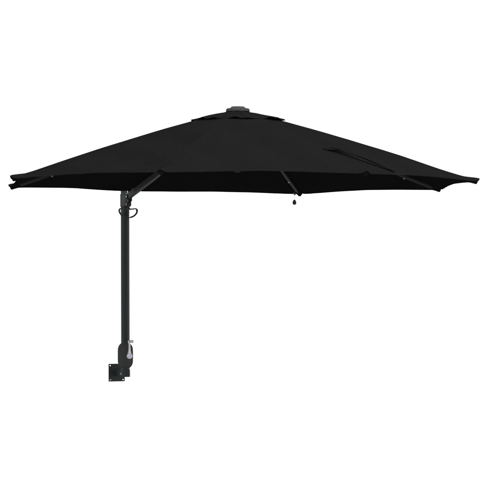 vidaXL Wand-Sonnenschirm mit LED-Leuchten Schwarz 248 cm
