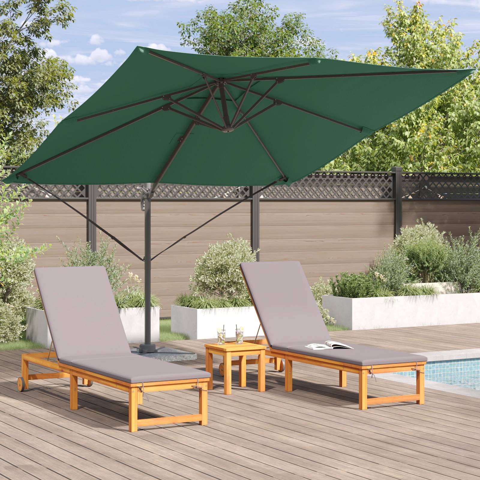vidaXL Freischwingender Roma-Parasol Grün 286x285x265 cm Aluminium