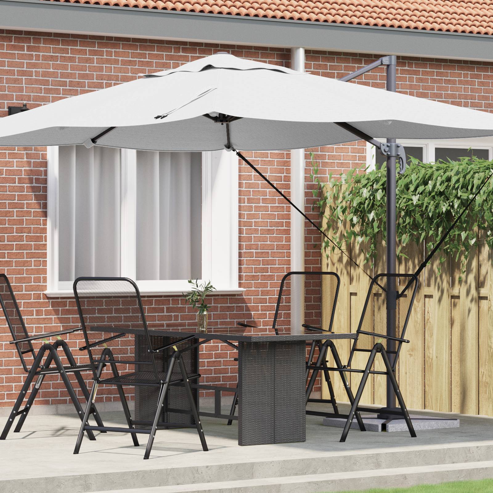 vidaXL Großer Freischwingender Schirm Sand Polyester Groß Kippbar