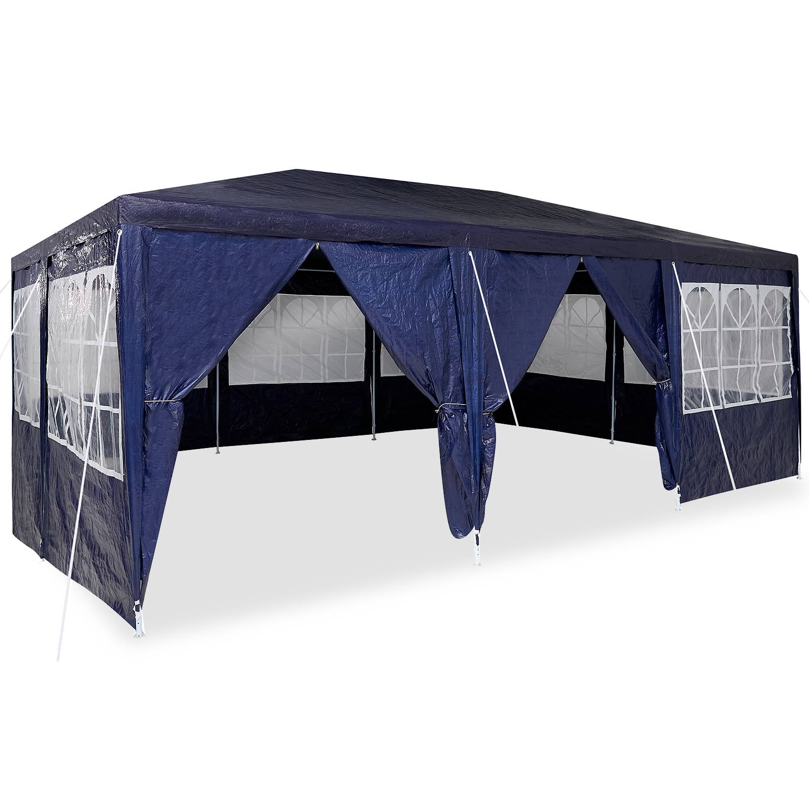 vidaXL Partyzelt mit 10 Seitenwänden Blau 6x4 m PE