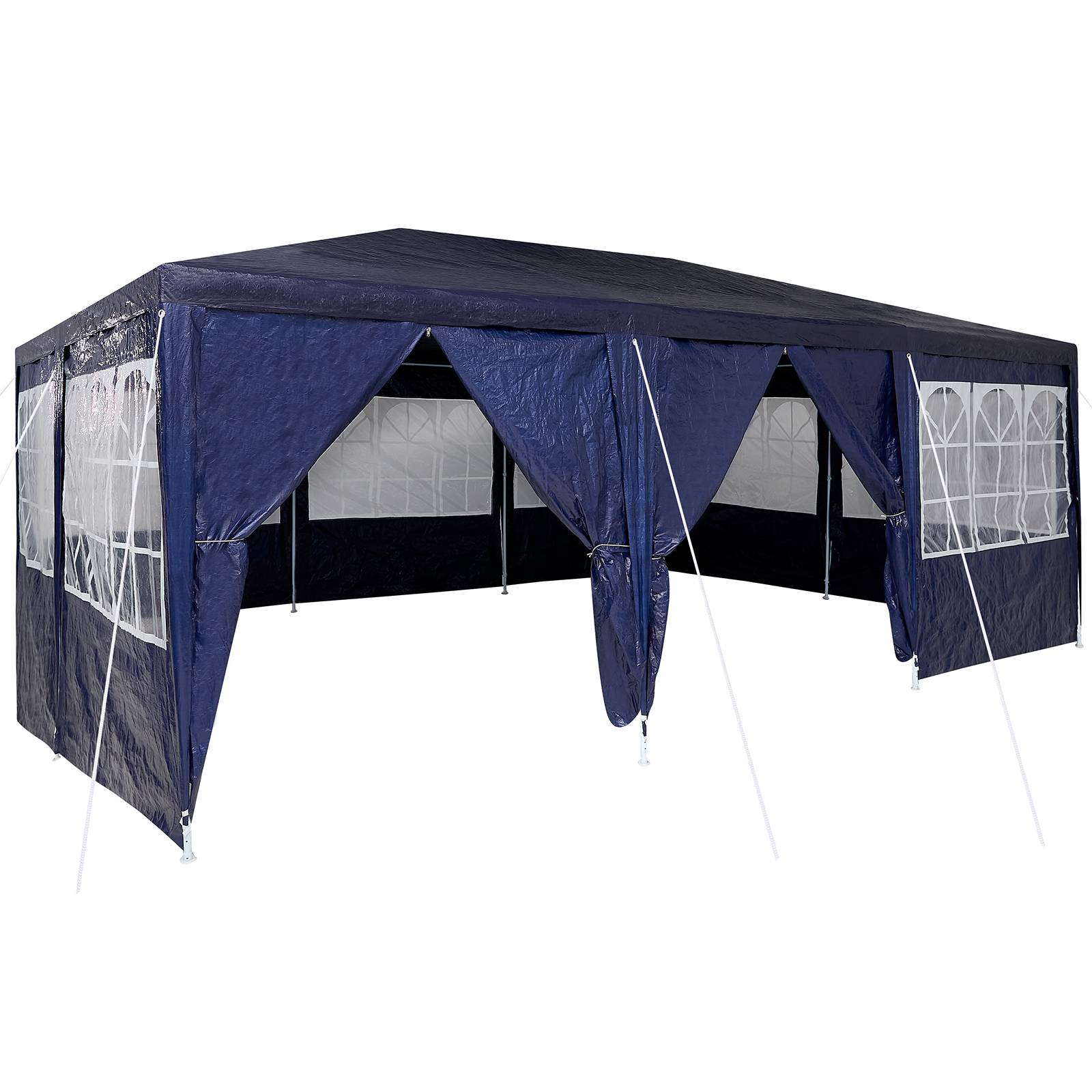 vidaXL Partyzelt mit 10 Seitenwänden Blau 6x4 m PE