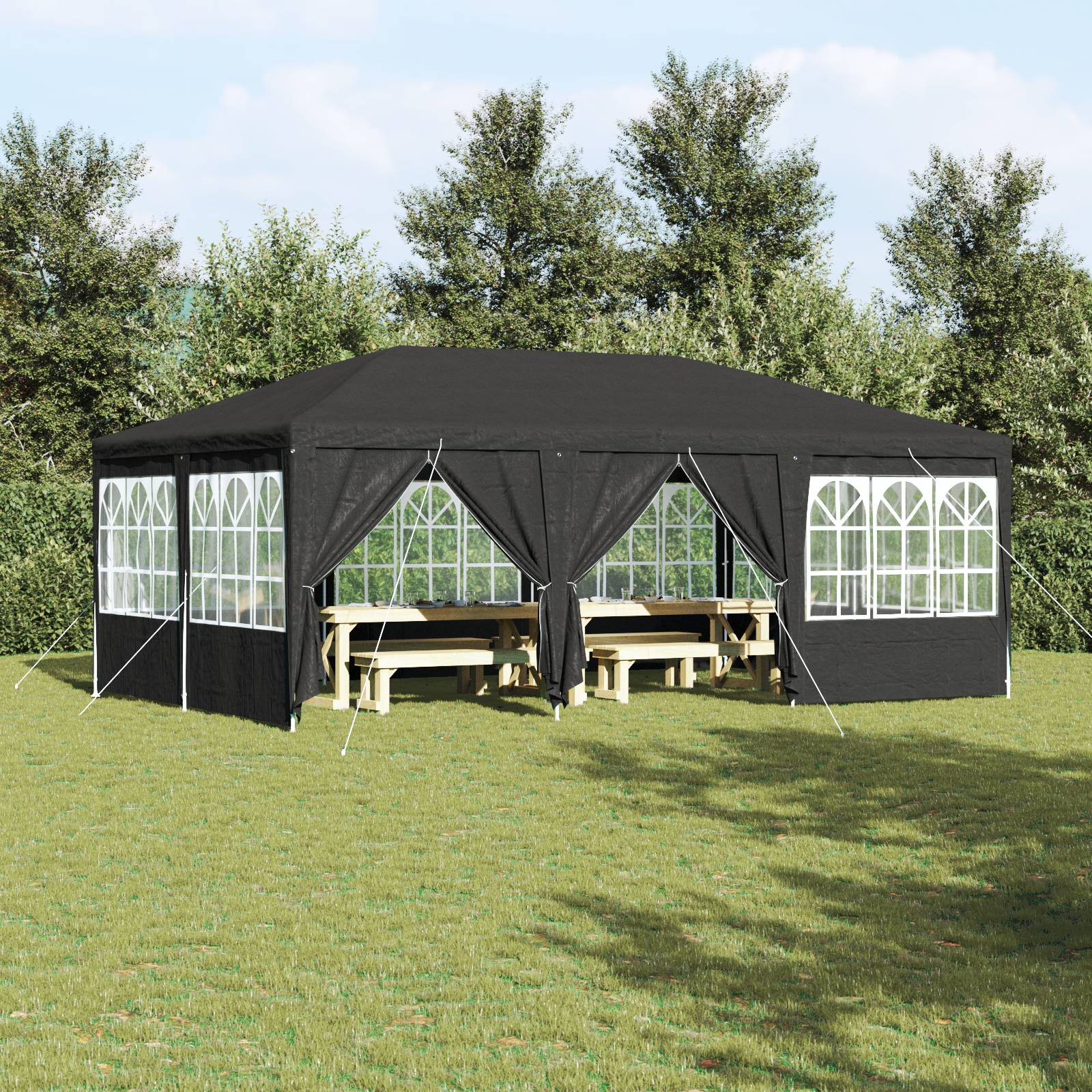 vidaXL Partyzelt mit 10 Seitenwänden Anthrazit 6x4 m PE
