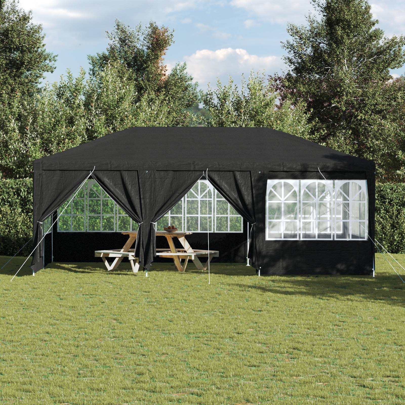 vidaXL Partyzelt mit 10 Seitenwänden Anthrazit 6x4 m PE