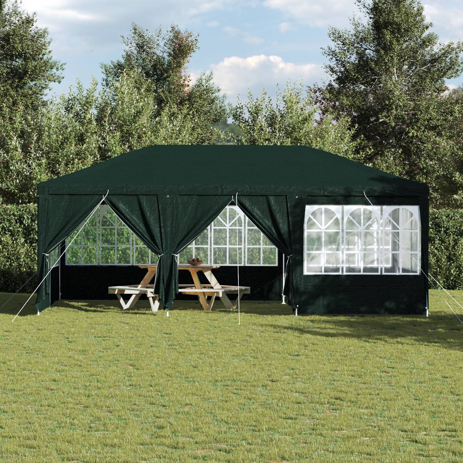 vidaXL Partyzelt mit 10 Seitenwänden Grün 6x4 m PE