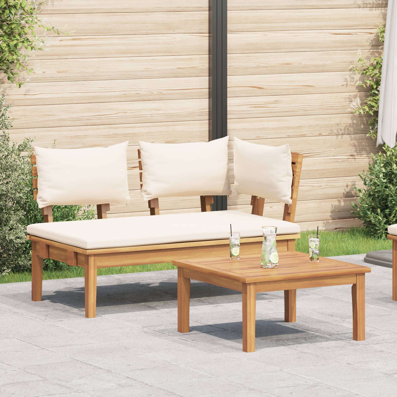 vidaXL 2-teiliges Gartenbankset aus massivem Teakholz
