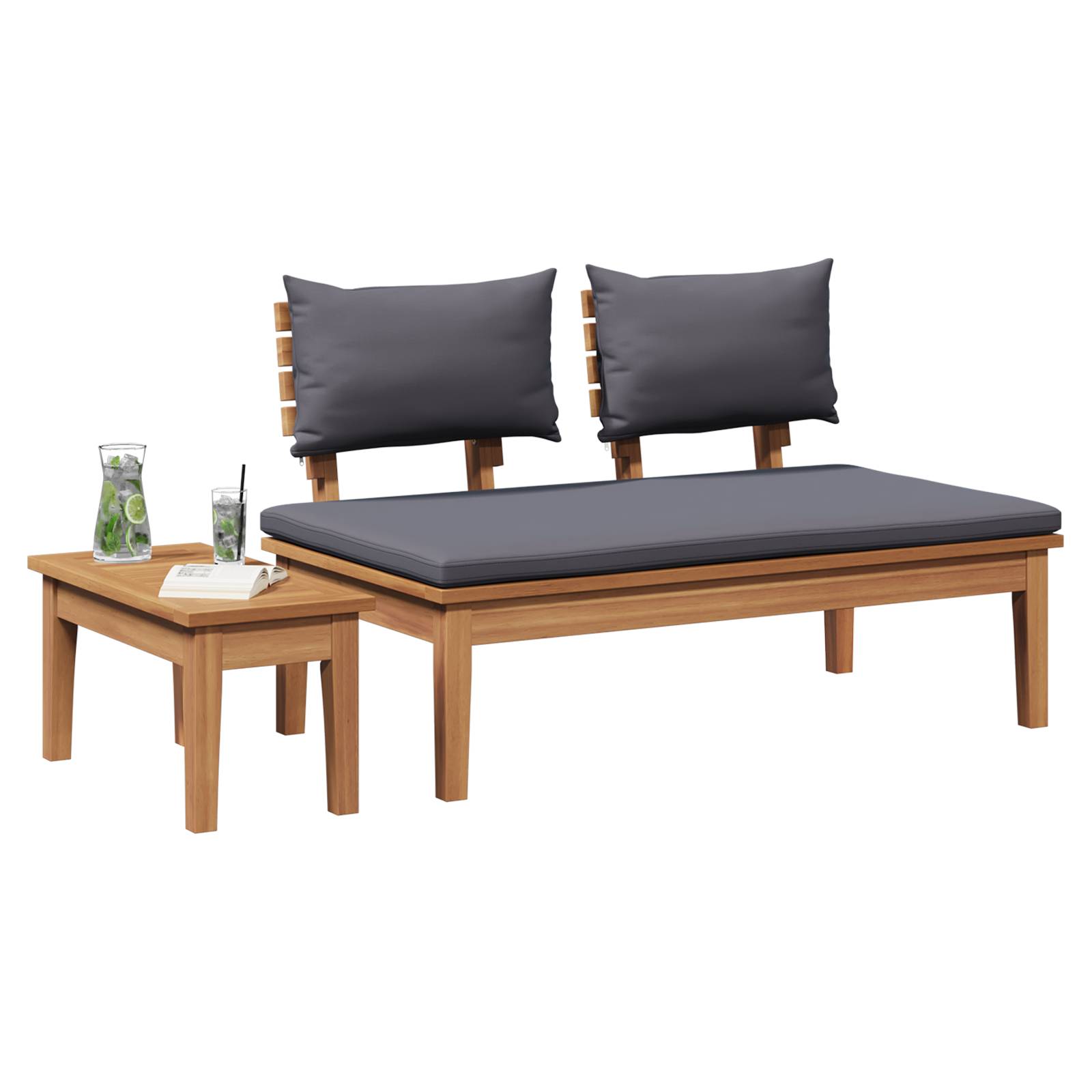 vidaXL 2-teiliges Gartenbank-Set aus solidem Teakholz