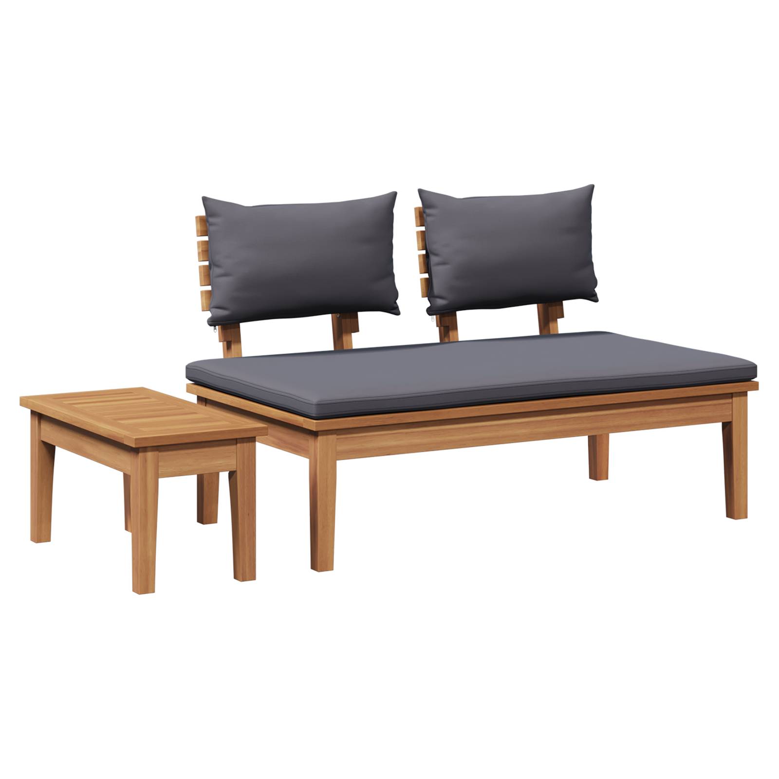 vidaXL 2-teiliges Gartenbank-Set aus solidem Teakholz