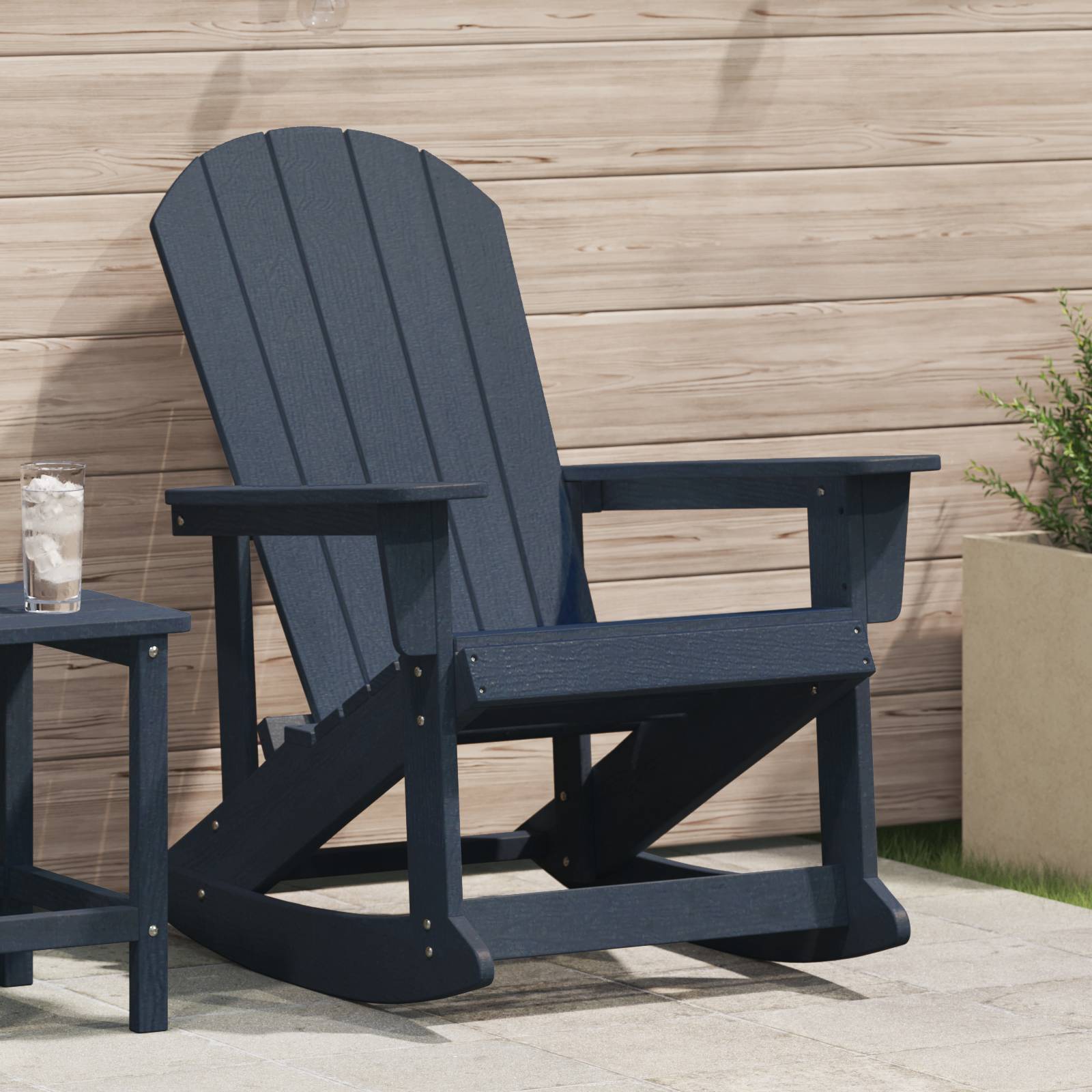 vidaXL Adirondack-Schaukelstuhl Marineblau 73.5x92x90 cm HDPE