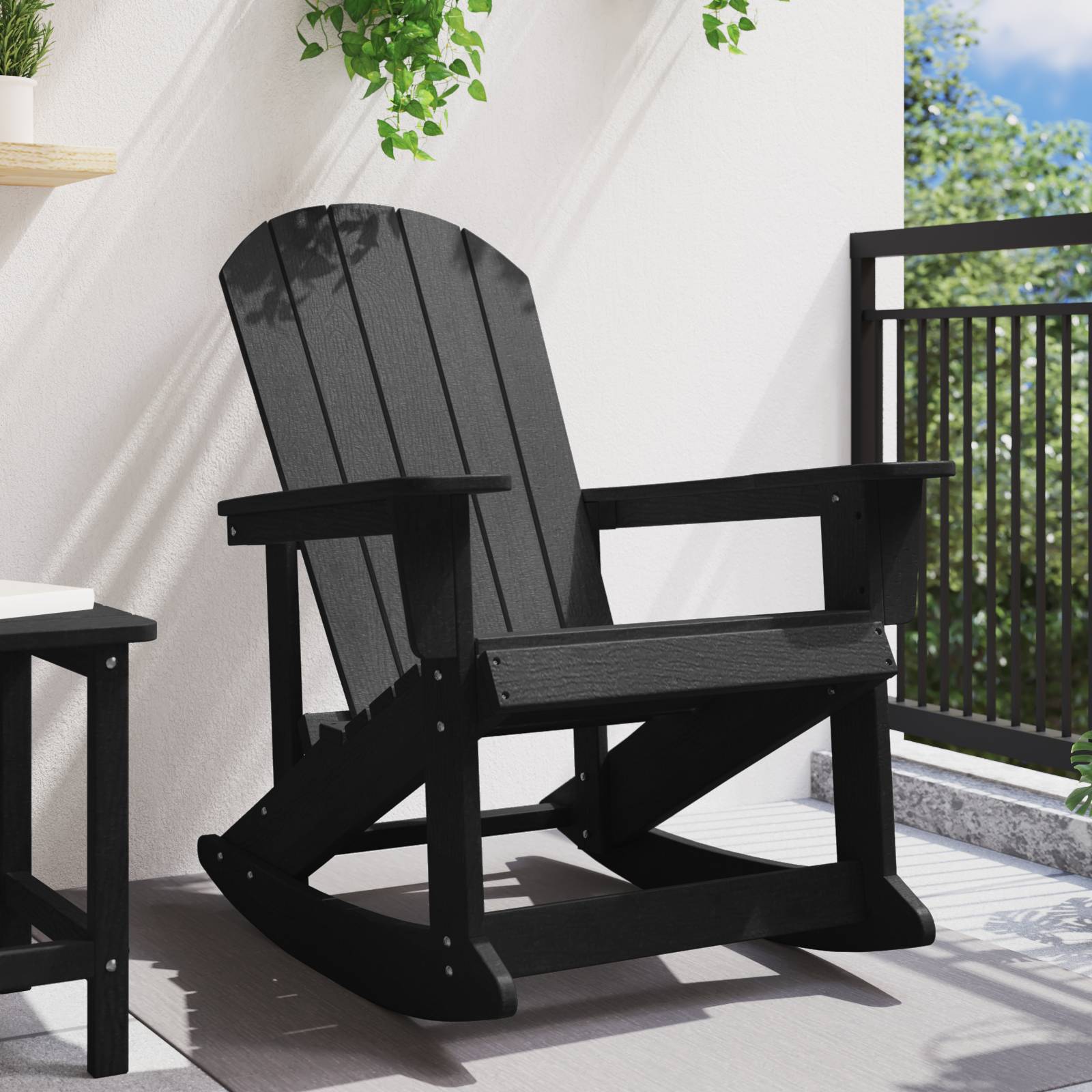 vidaXL Adirondack Schaukelstuhl Schwarz 73.5x92x90 cm HDPE