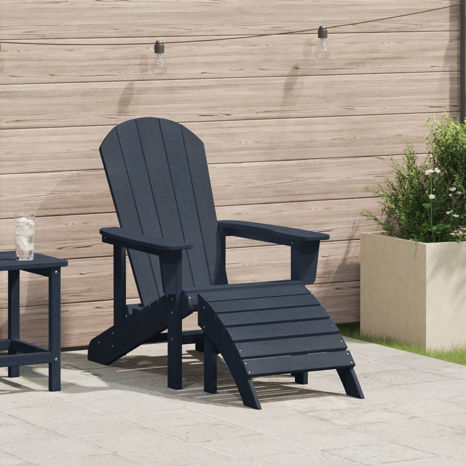 vidaXL Adirondack-Stuhl mit Fußstütze Marineblau HDPE
