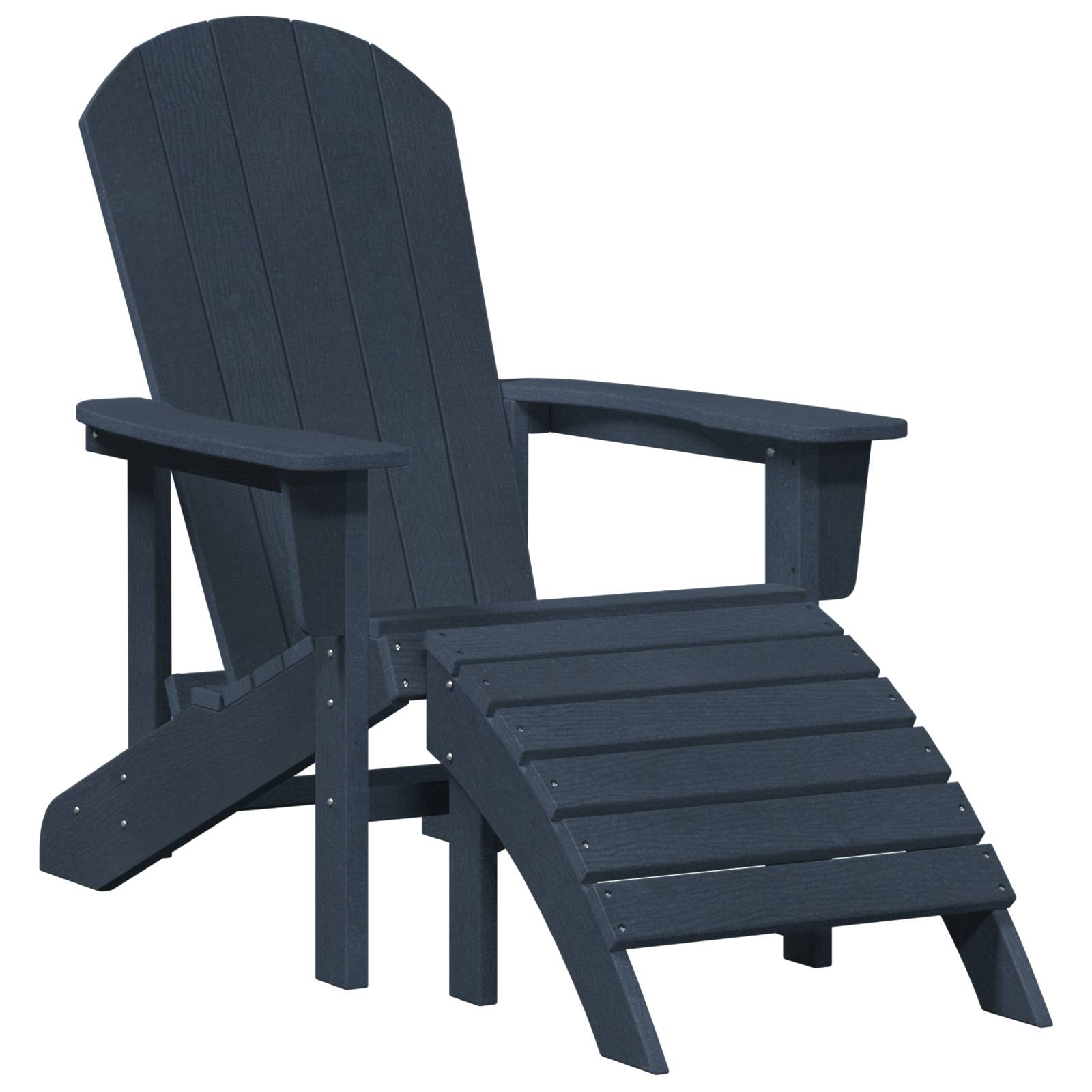 vidaXL Adirondack-Stuhl mit Fußstütze Marineblau HDPE