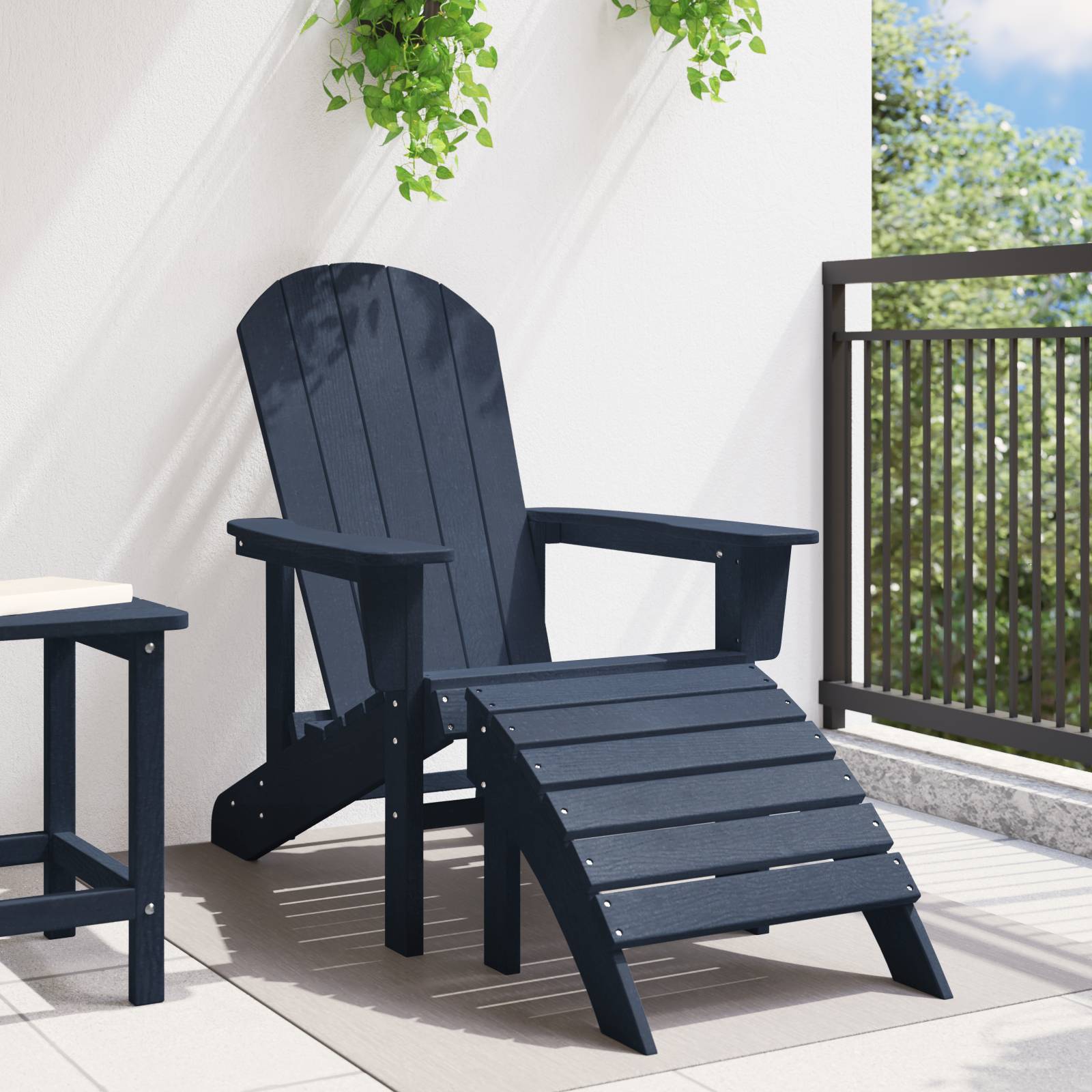 vidaXL Adirondack-Stuhl mit Fußstütze Marineblau HDPE