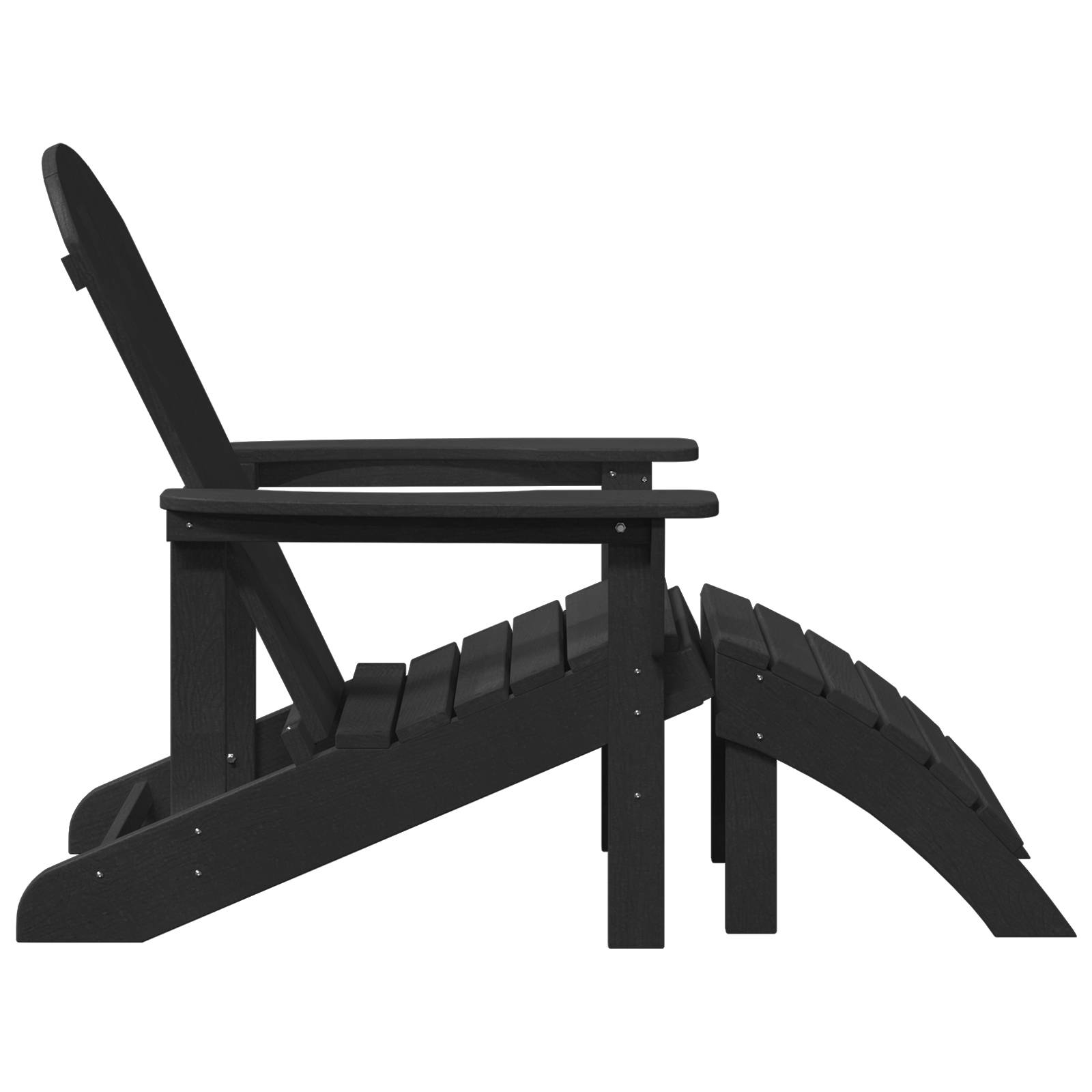 vidaXL Adirondack-Stuhl mit Fußstütze Schwarz HDPE