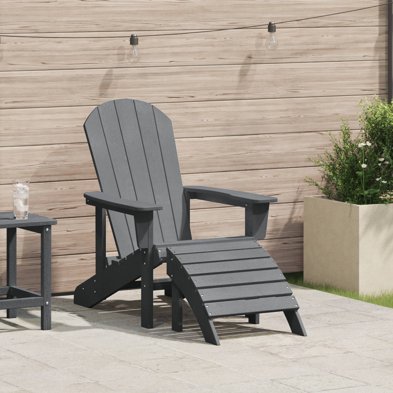 vidaXL Adirondack-Stuhl mit Fußstütze Hellgrau HDPE