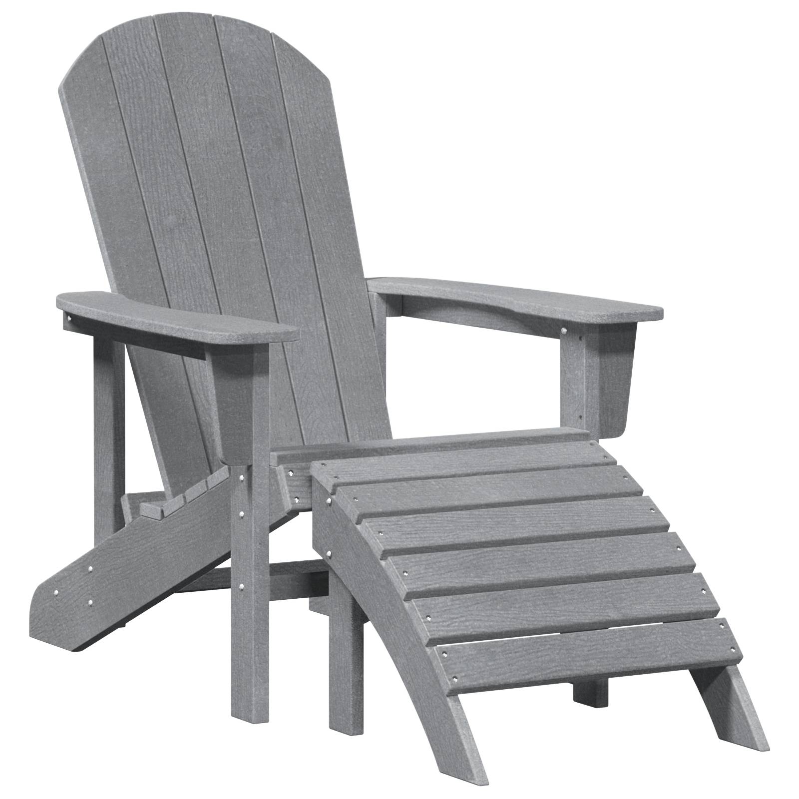 vidaXL Adirondack-Stühle mit Fußteilen 2 Stk. Hellgrau HDPE