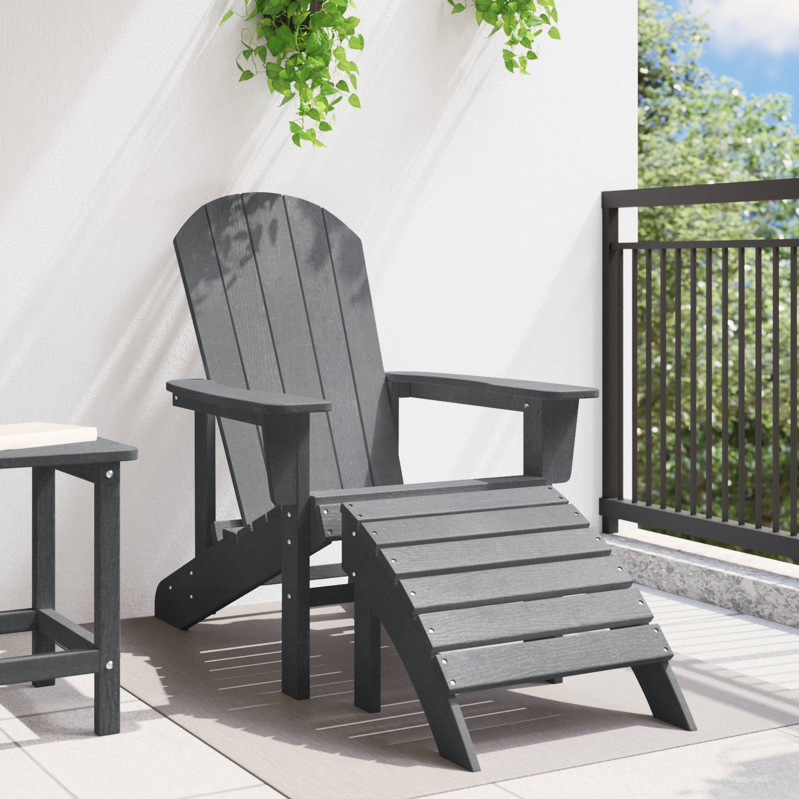 vidaXL Adirondack-Stuhl mit Fußstütze Hellgrau HDPE