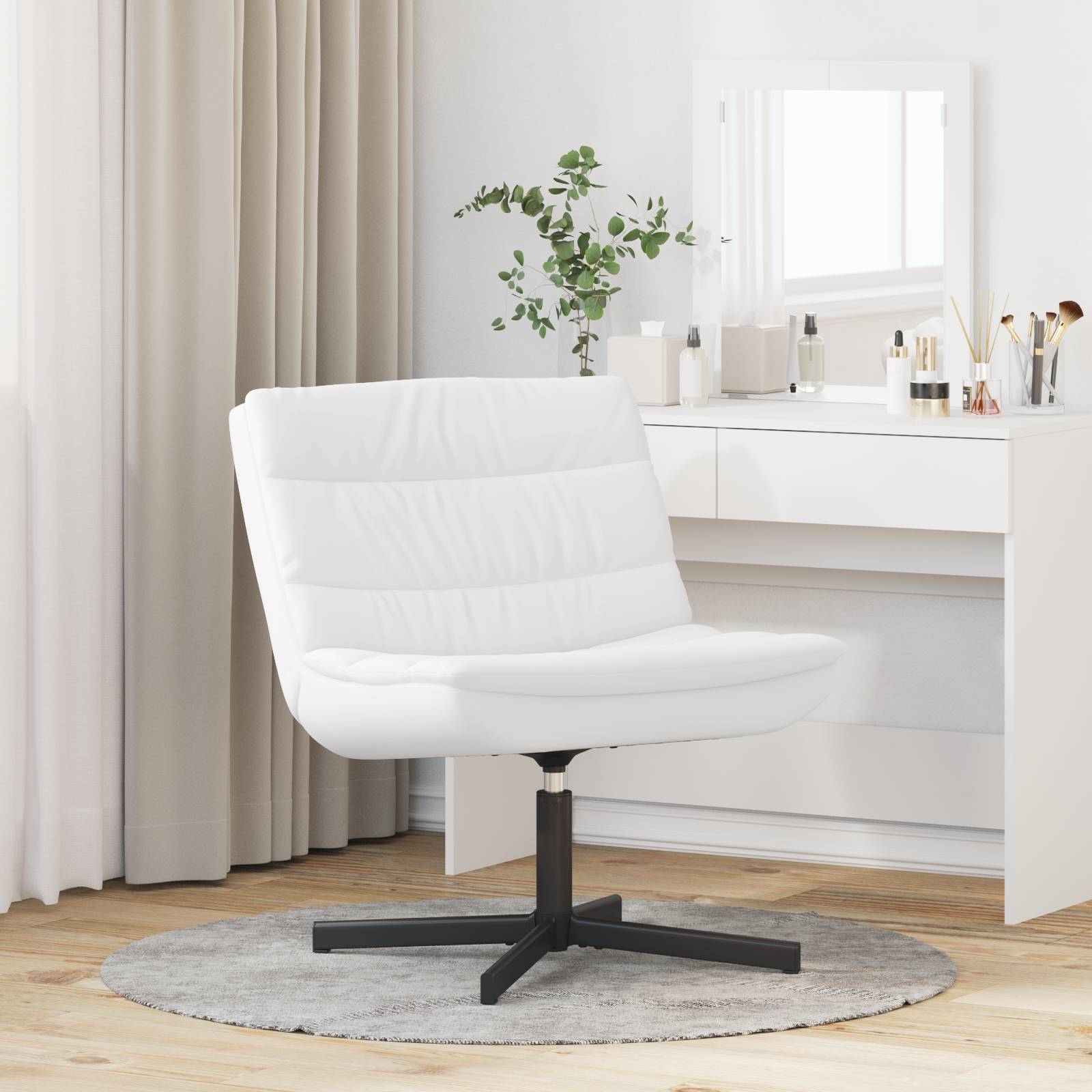 vidaXL Drehstuhl Weiß Polyester, Metallrahmen Mittel Drehstuhl