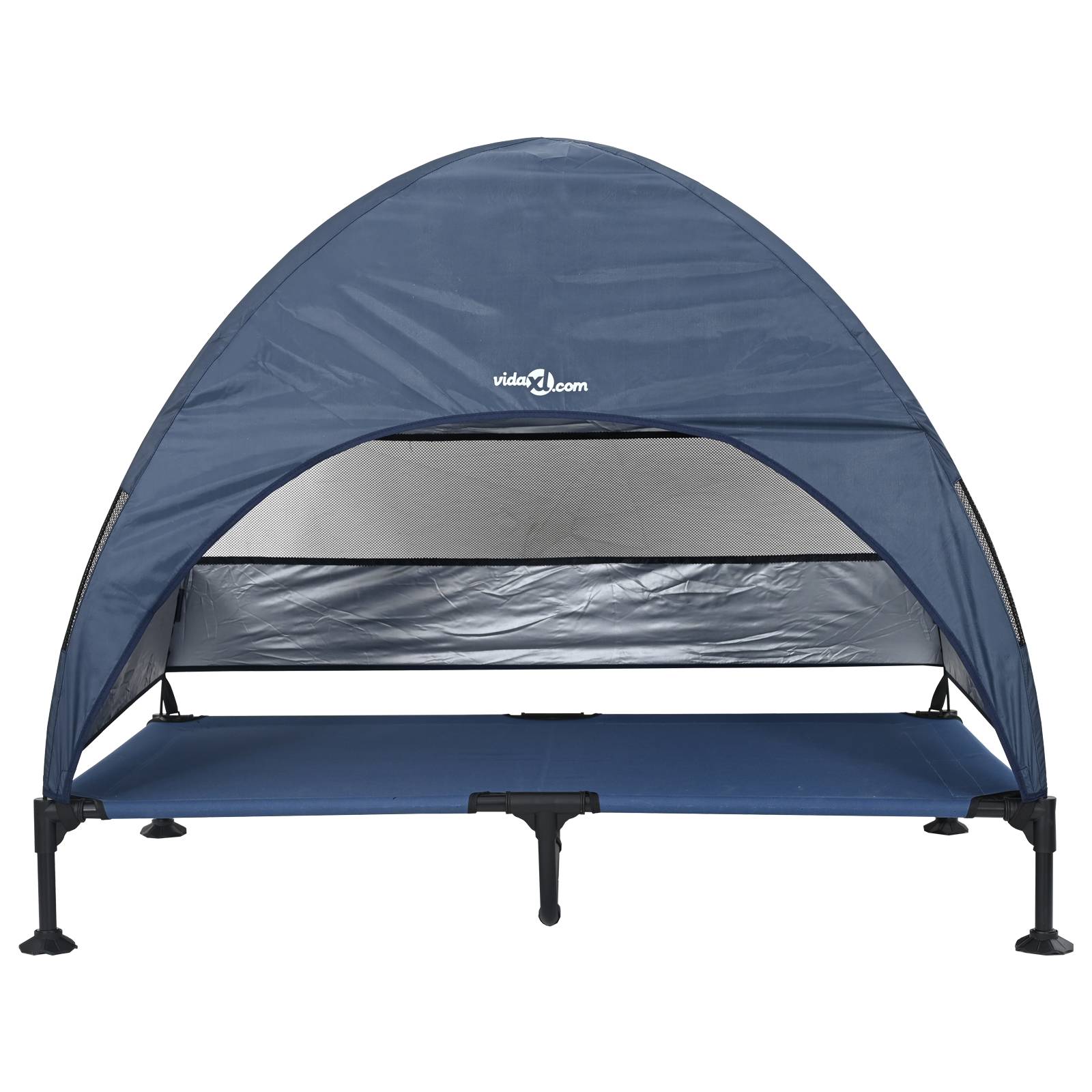 vidaXL Erhöhtes Hundebett mit Abnehmbarem Dach Marineblau XL Stahl