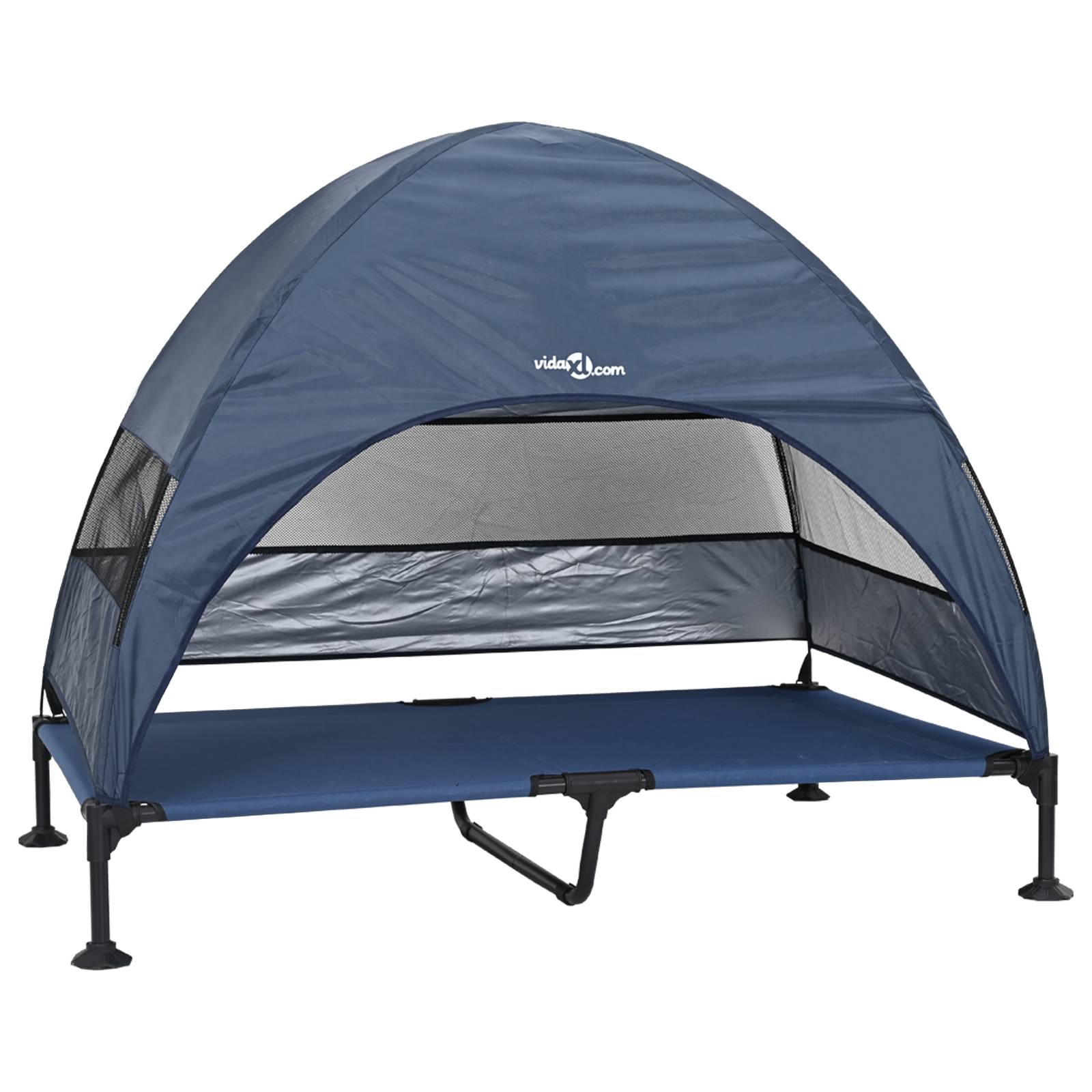 vidaXL Erhöhtes Hundebett mit Abnehmbarem Dach Marineblau XL Stahl